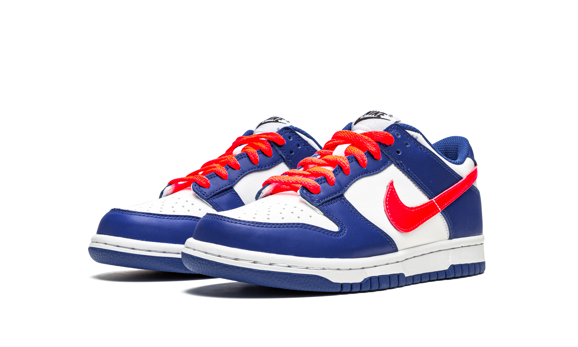 nike dunk low bright crimson game royal gs+CW1590-104+diagnol left view