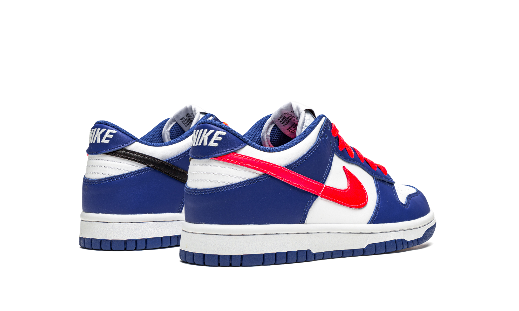 nike dunk low bright crimson game royal gs+CW1590-104+diagnol right behind view