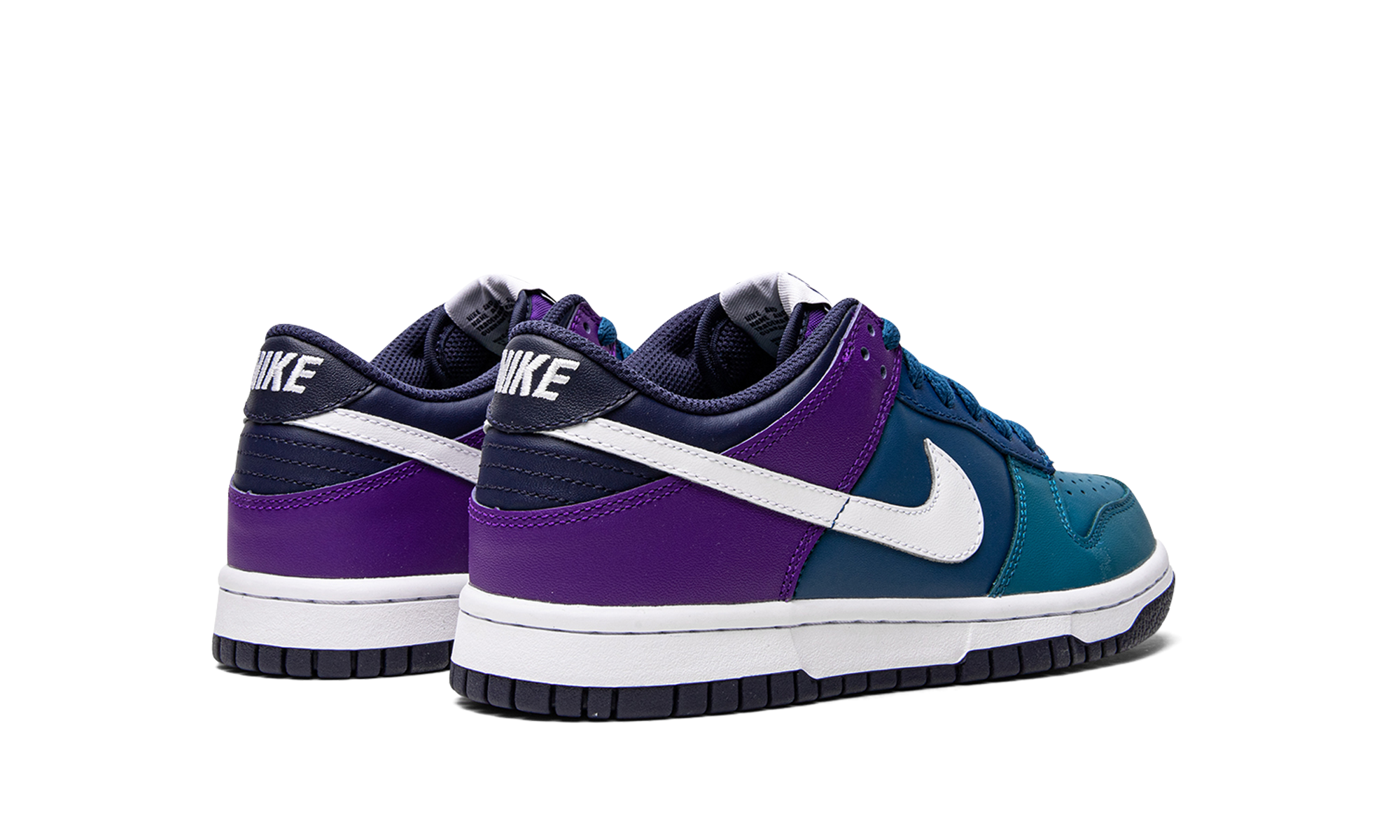 nike dunk low bright spruce marina gs+DH9765-300+diagnol right behind view
