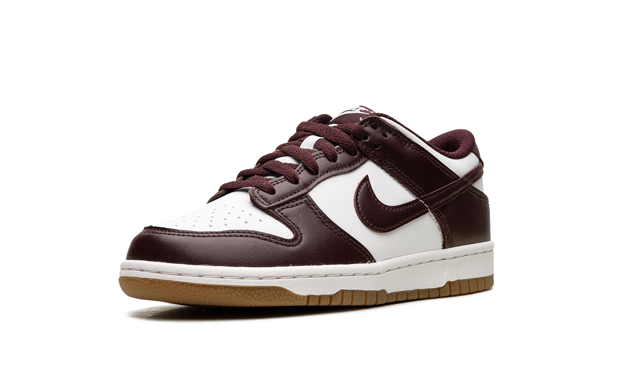 nike dunk low burgundy crush gum gs+HJ9282-100+left diagnol single view