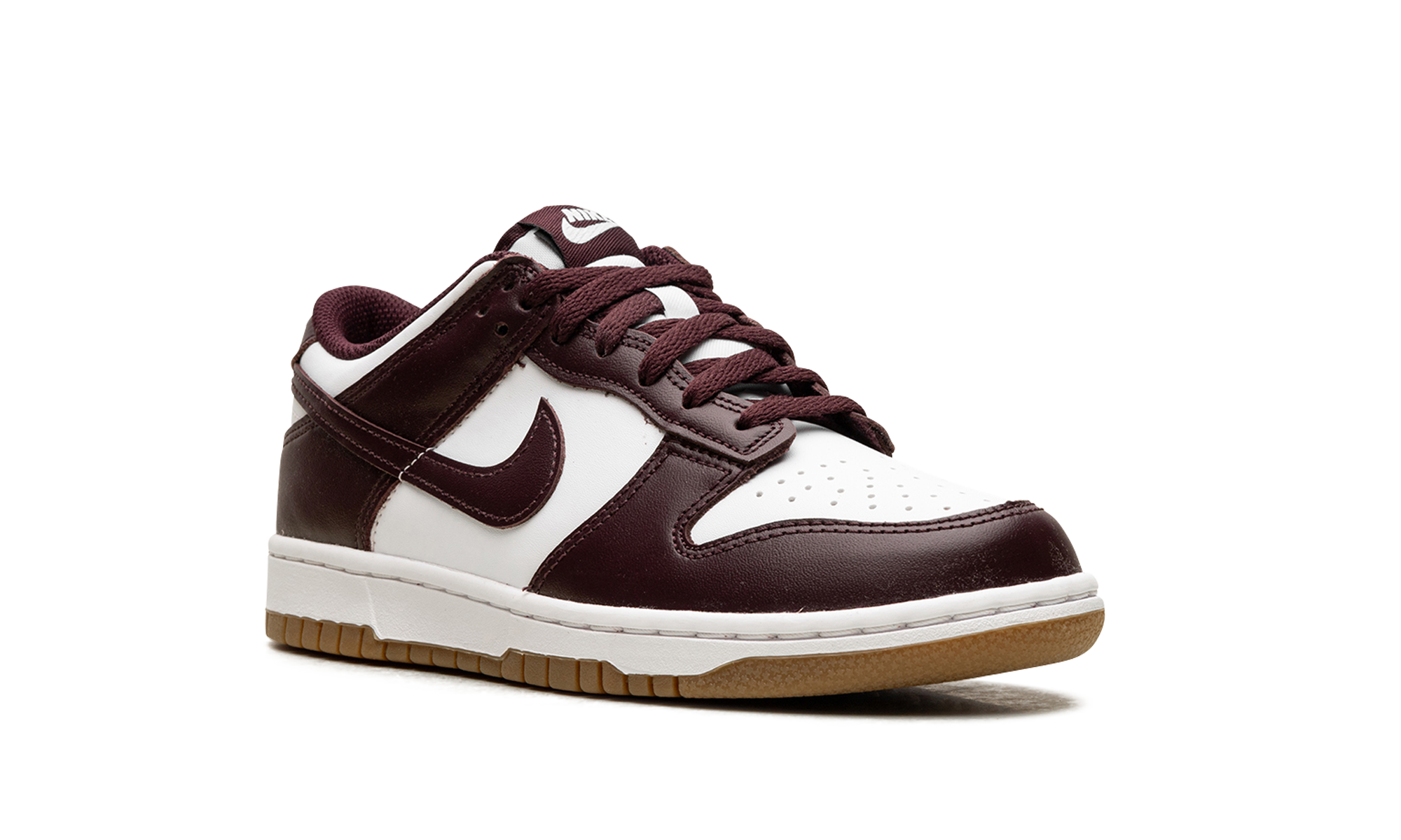 nike dunk low burgundy crush gum gs+HJ9282-100+diagnol right view