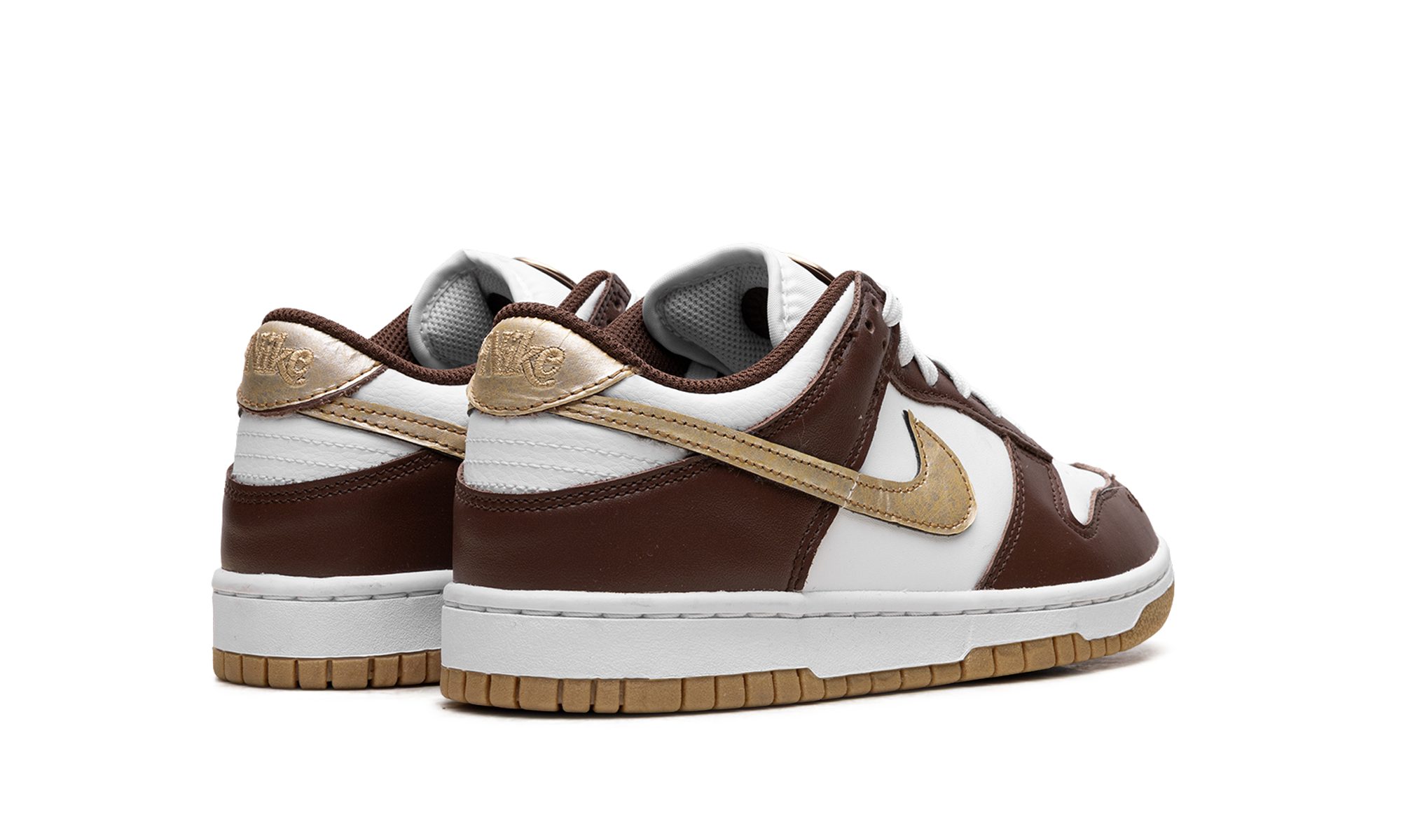 nike dunk low cacao wow gold gs+HM3725-171+diagnol right behind view