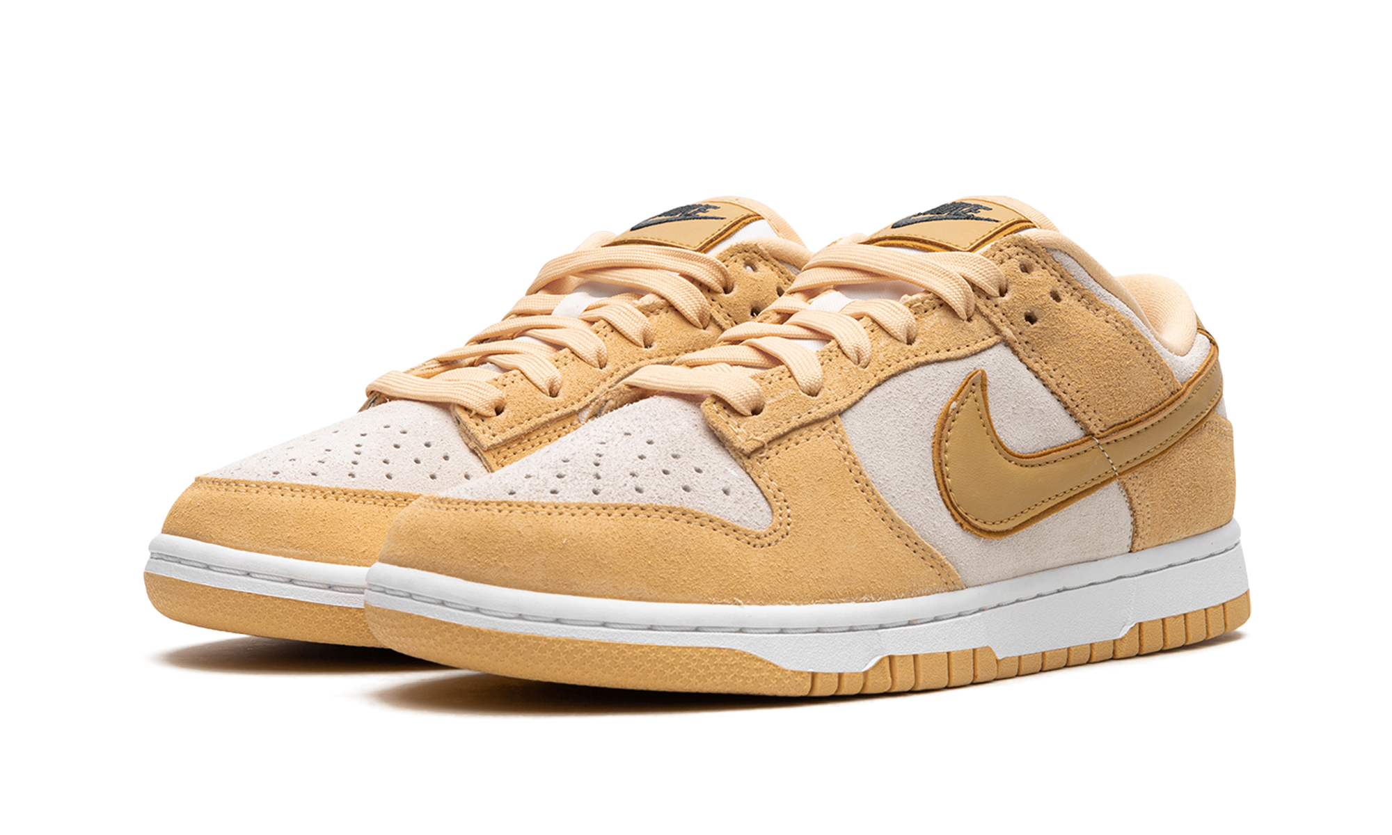 nike dunk low celestial gold suede women s+DV7411-200+diagnol left view