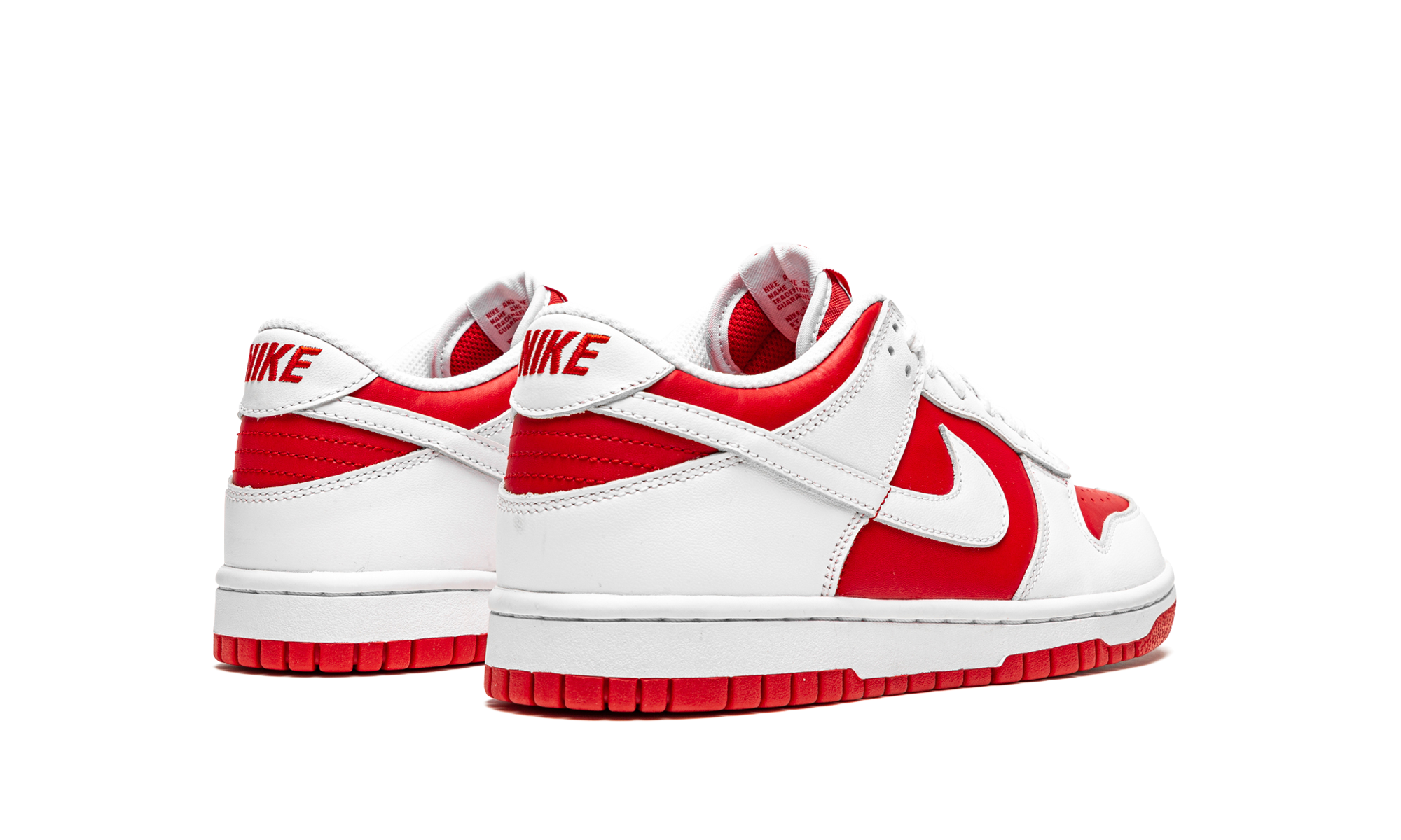 nike dunk low championship red gs+CW1590-600+diagnol right behind view