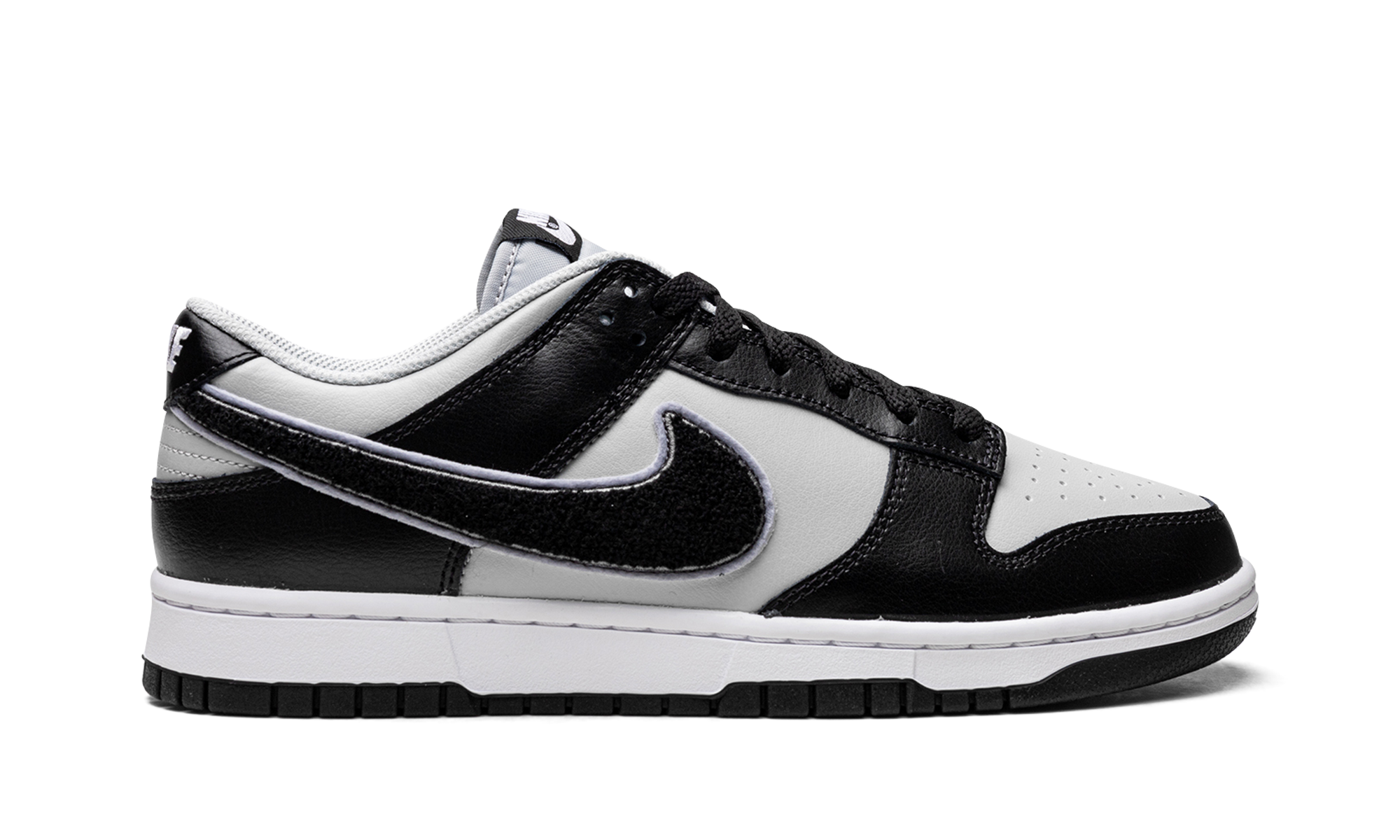 nike dunk low chenille swoosh black grey+DQ7683-001+right view