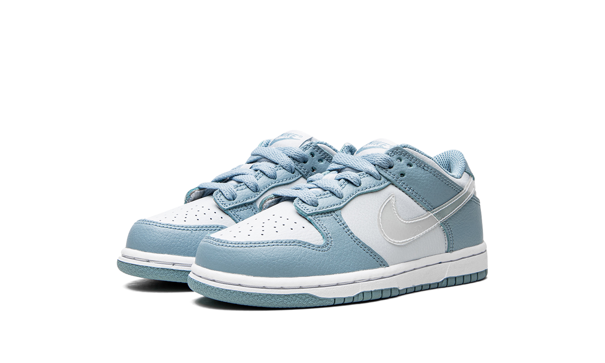 nike dunk low clear aqua ps+DH9756-401+diagnol left view