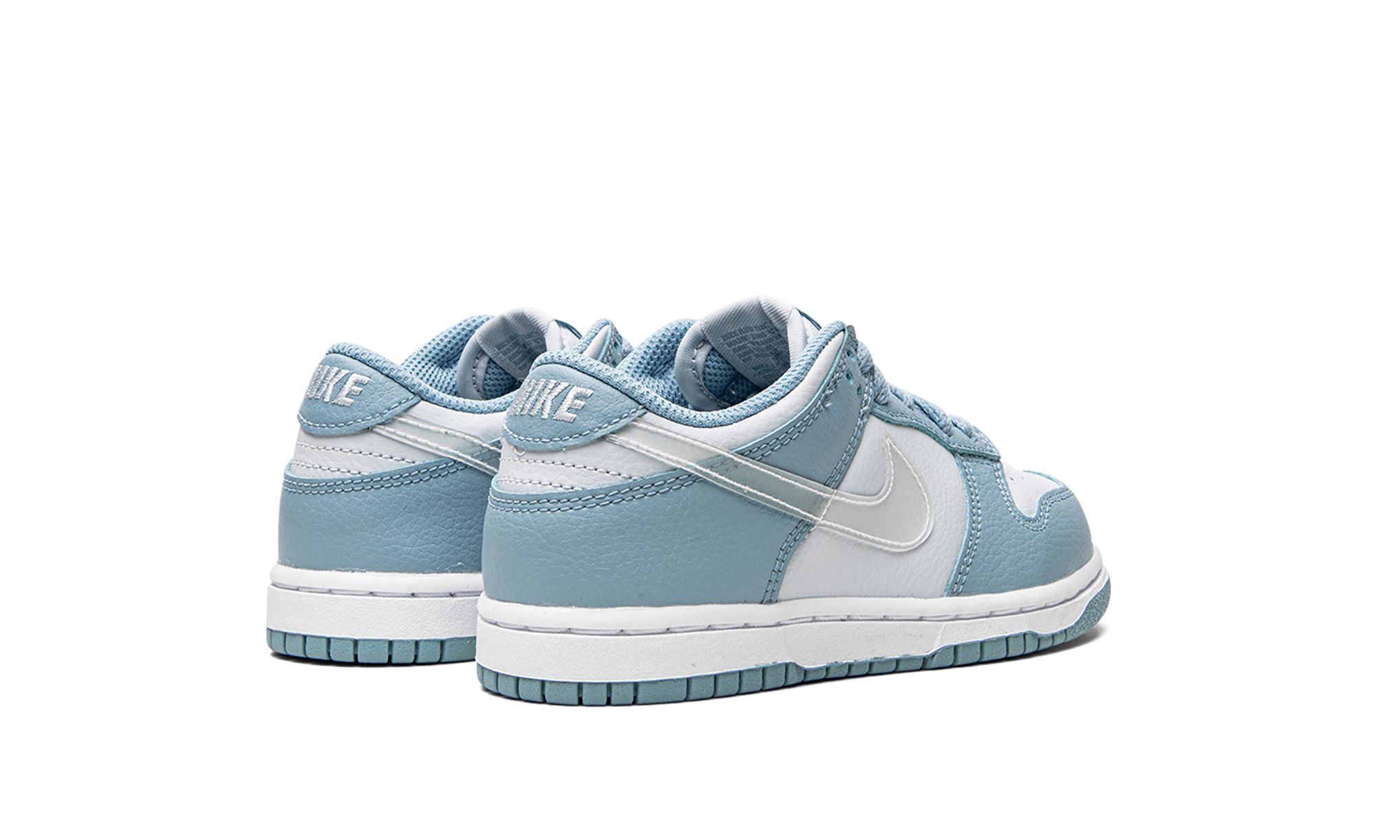 nike dunk low clear aqua ps+DH9756-401+diagnol right behind view