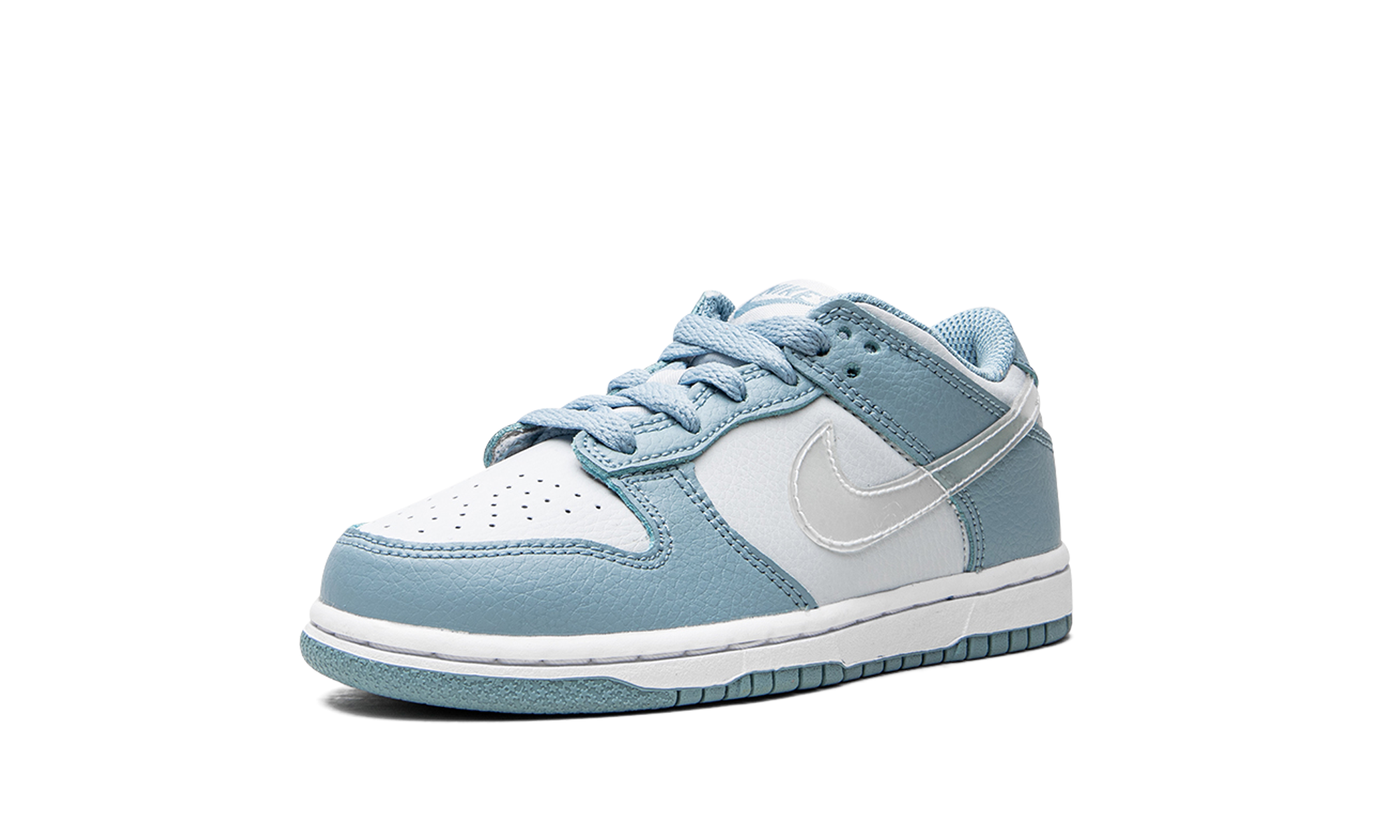 nike dunk low clear aqua ps+DH9756-401+left diagnol single view