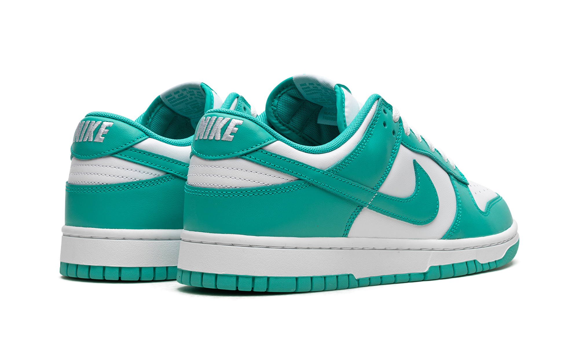 nike dunk low clear jade+DV0833-101+diagnol right behind view