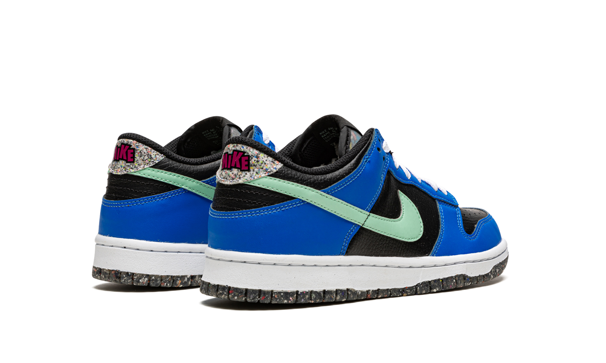 nike dunk low crater blue black gs+DR0165-001+diagnol right behind view