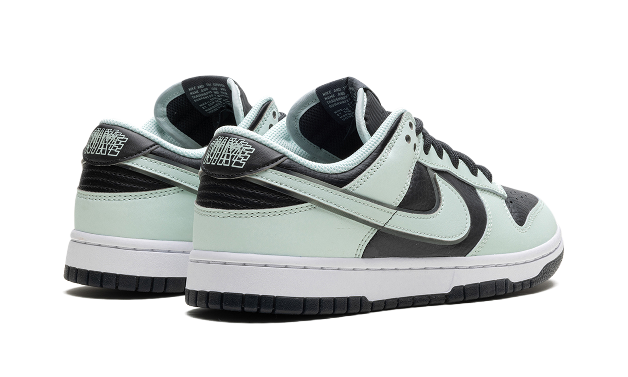 nike dunk low dark smoke grey barely green+FZ1670-001+diagnol right behind view