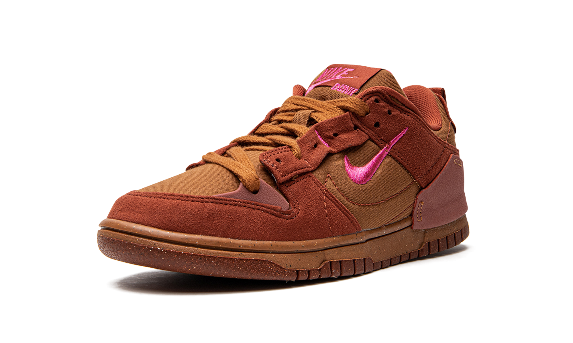 nike dunk low disrupt 2 desert bronze pink prime women s+DH4402-200+left diagnol single view