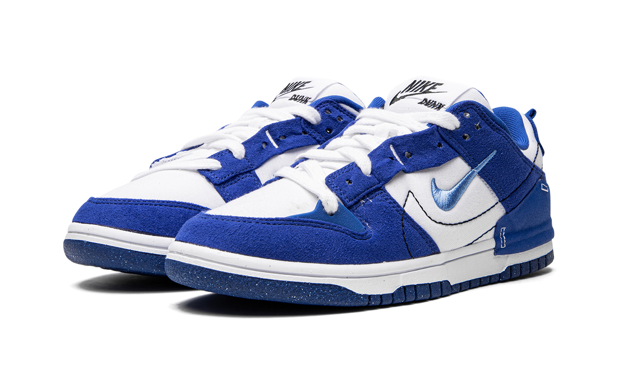 nike dunk low disrupt 2 white university blue women s+DH4402-102+diagnol left view