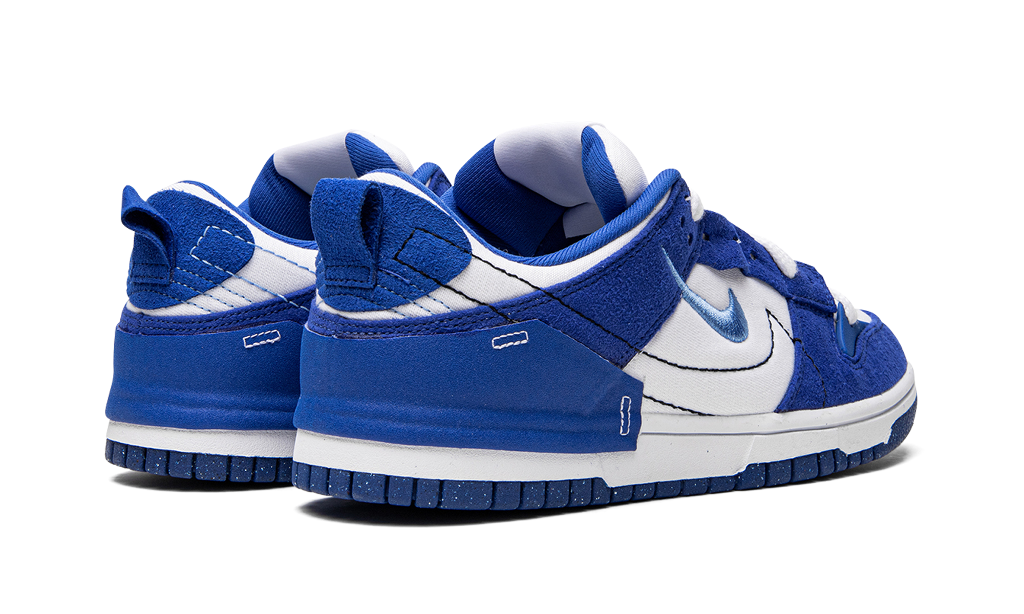 nike dunk low disrupt 2 white university blue women s+DH4402-102+diagnol right behind view