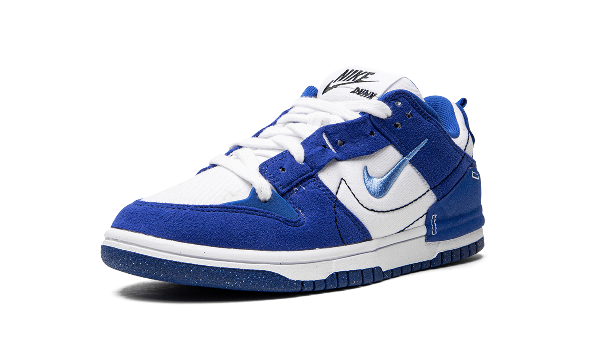 nike dunk low disrupt 2 white university blue women s+DH4402-102+left diagnol single view