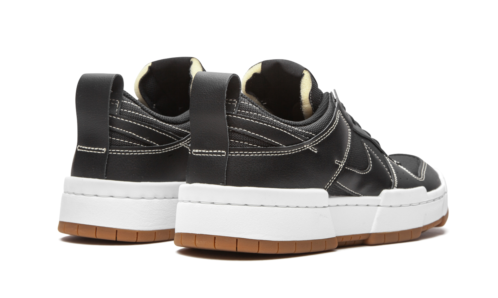 nike dunk low disrupt black gum women s+CK6654-002+diagnol right behind view