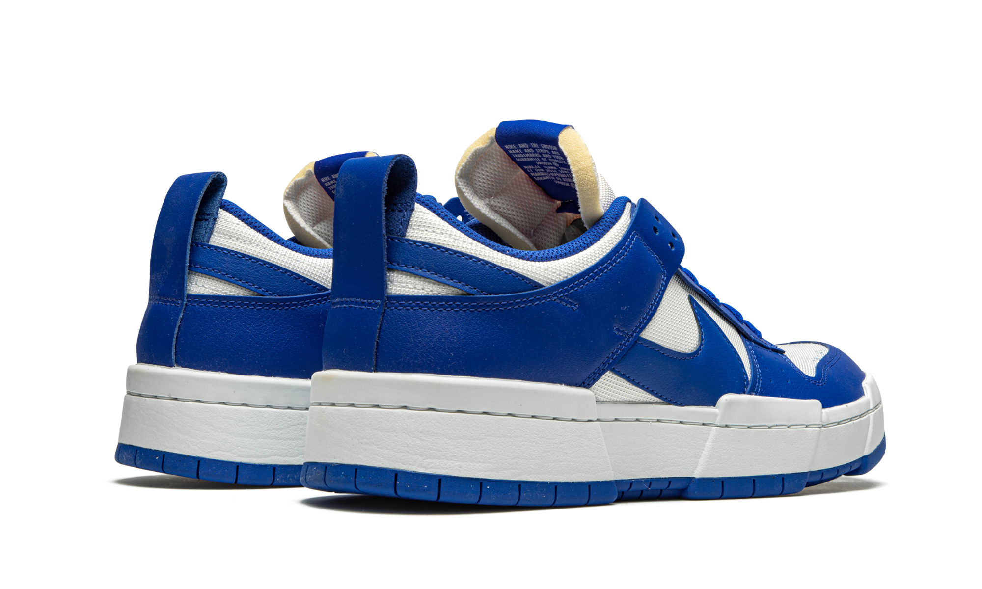 nike dunk low disrupt game royal women s+CK6654-100+diagnol right behind view