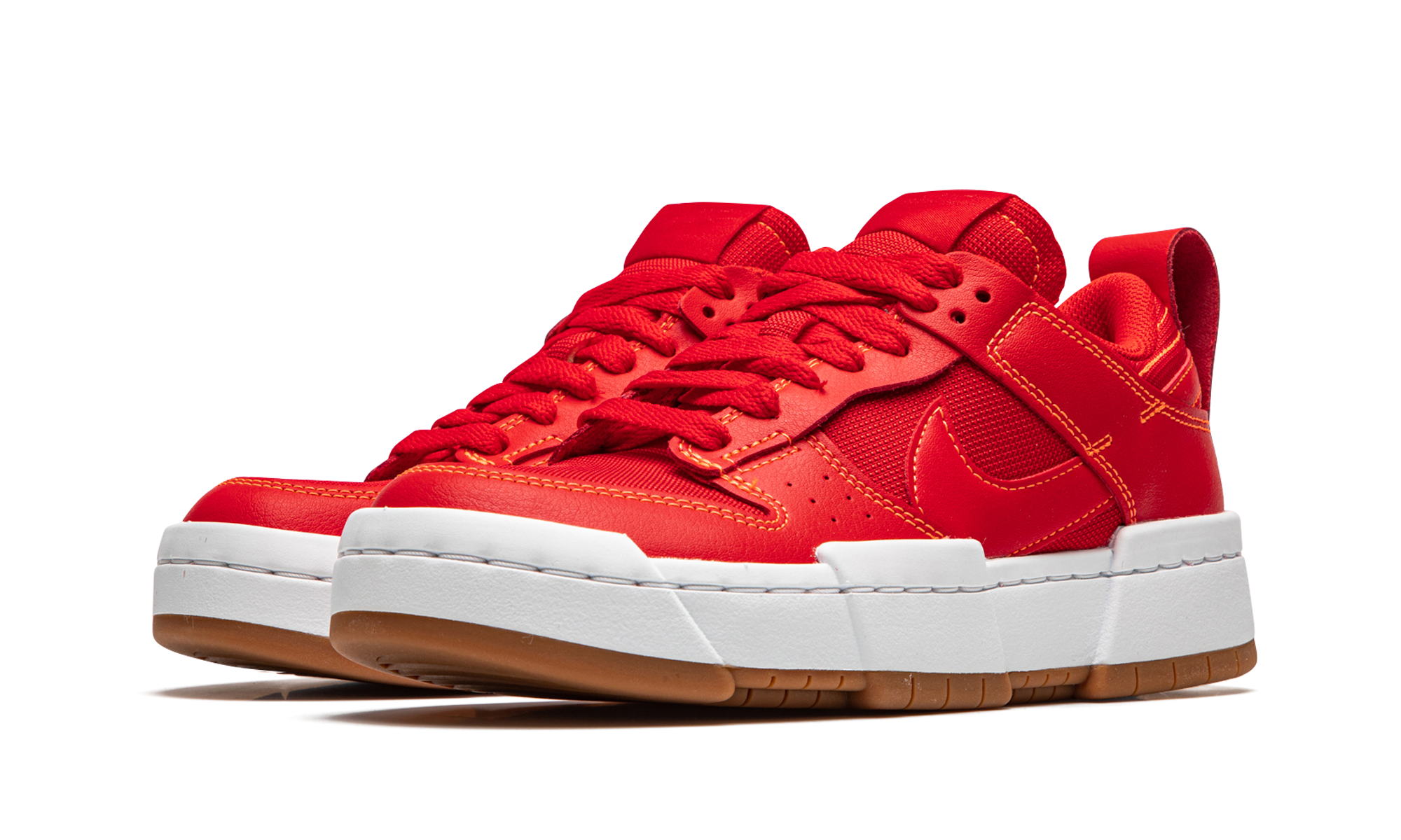 nike dunk low disrupt red gum women s+CK6654-600+diagnol left view