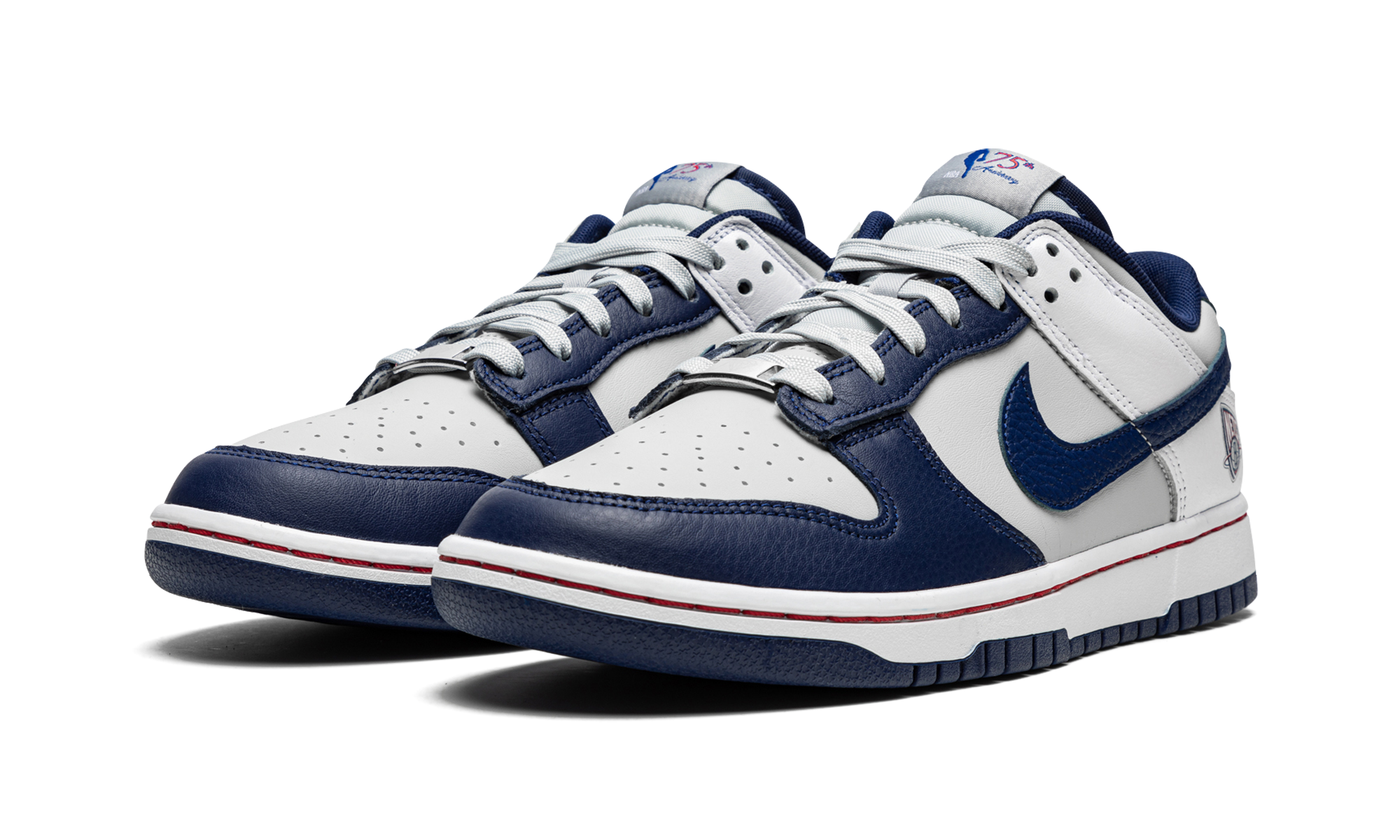 nike dunk low emb nba 75th anniversary brooklyn nets+DD3363-001+diagnol left view