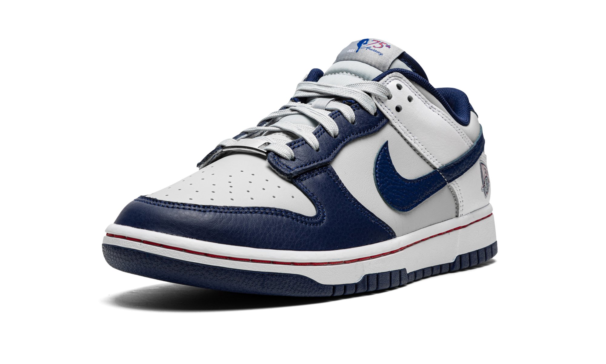 nike dunk low emb nba 75th anniversary brooklyn nets+DD3363-001+left diagnol single view