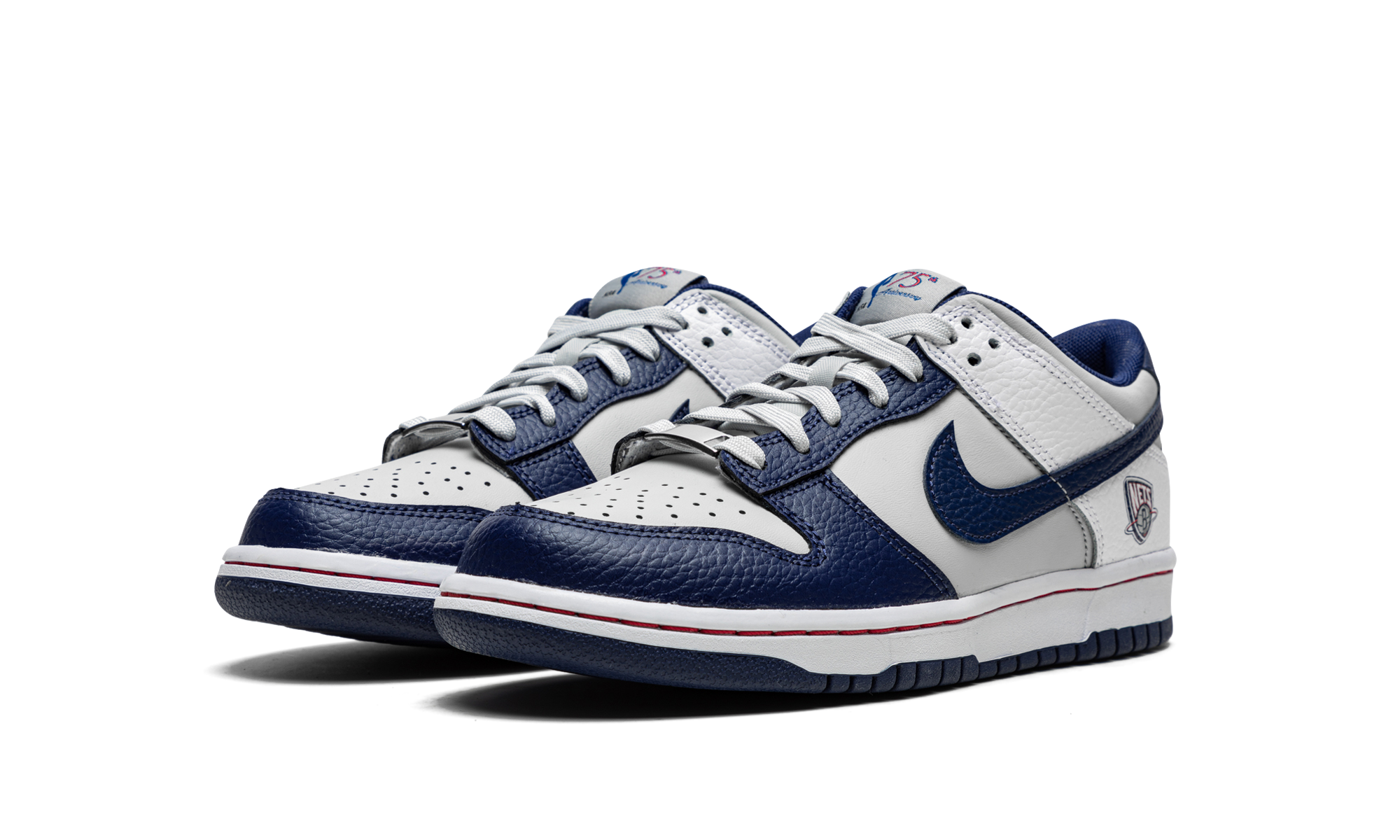 nike dunk low emb nba 75th anniversary brooklyn nets gs+DO6288-001+diagnol left view