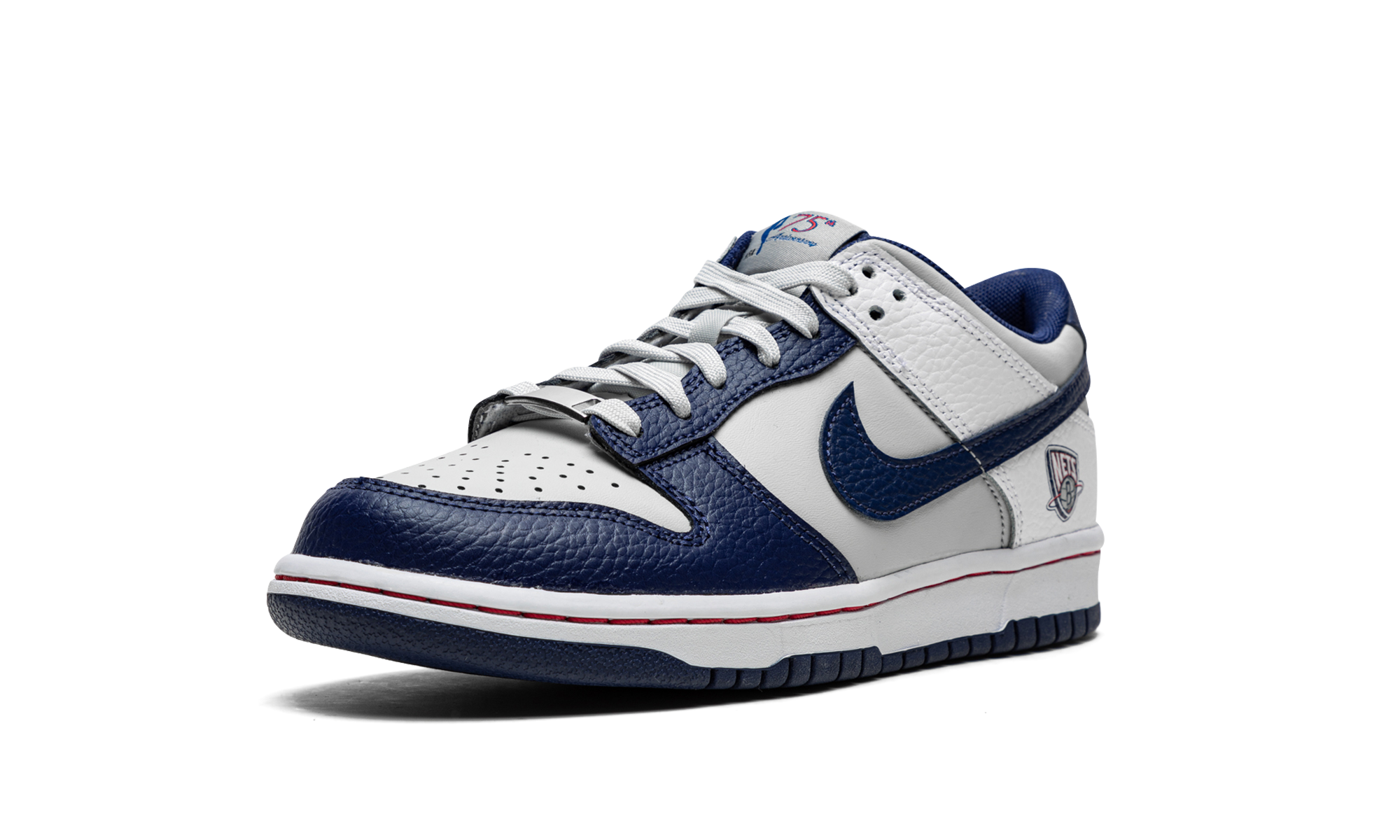 nike dunk low emb nba 75th anniversary brooklyn nets gs+DO6288-001+left diagnol single view