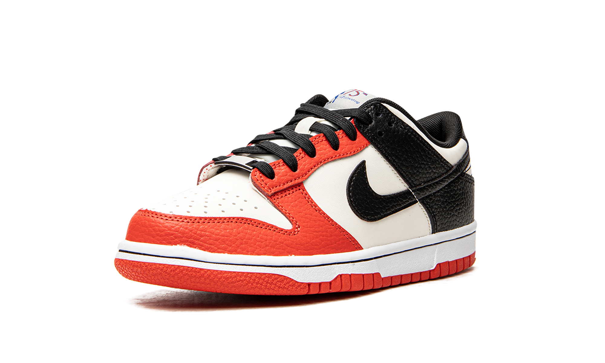 nike dunk low emb nba 75th anniversary chicago gs+DO6288-100+left diagnol single view