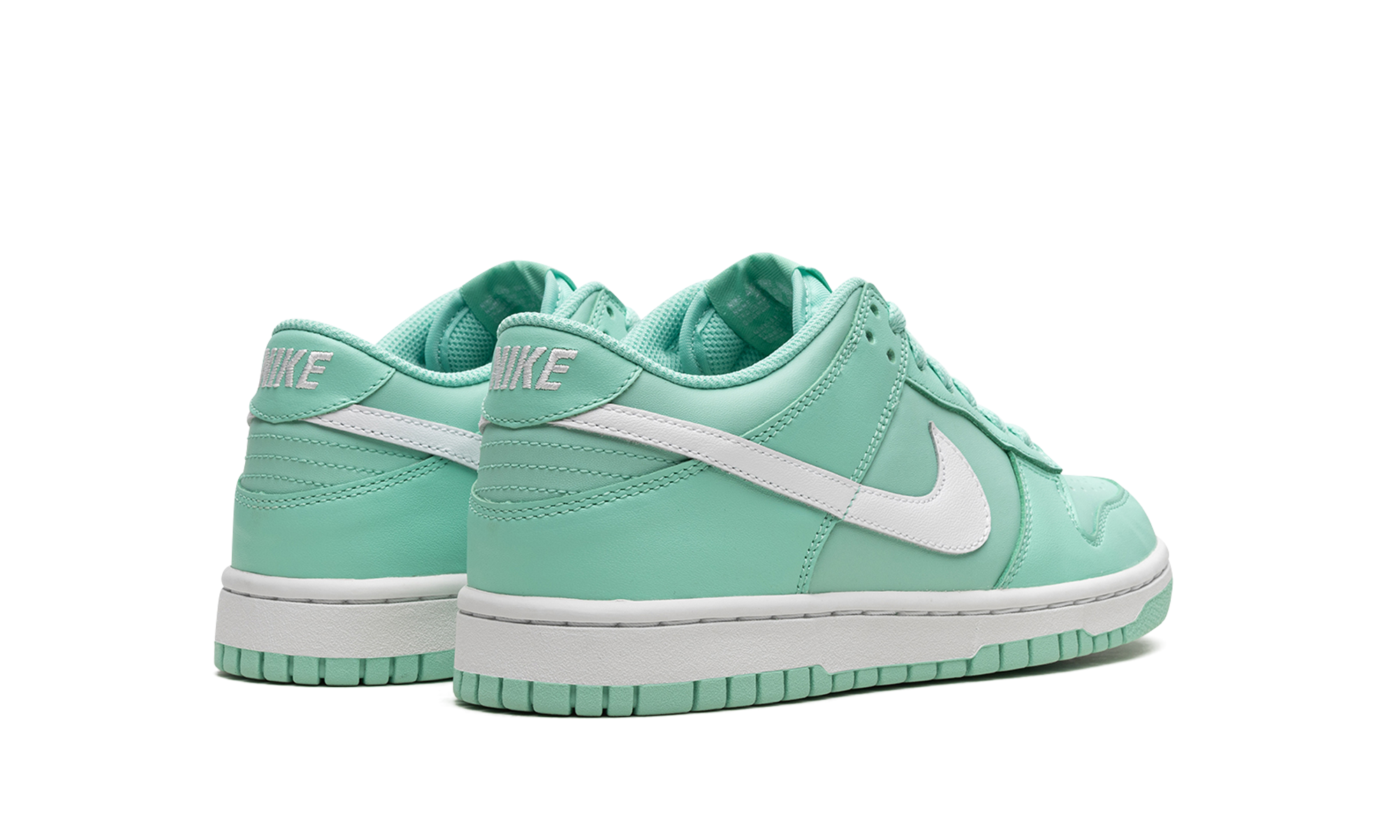 nike dunk low emerald rise gs+DH9765-302+diagnol right behind view