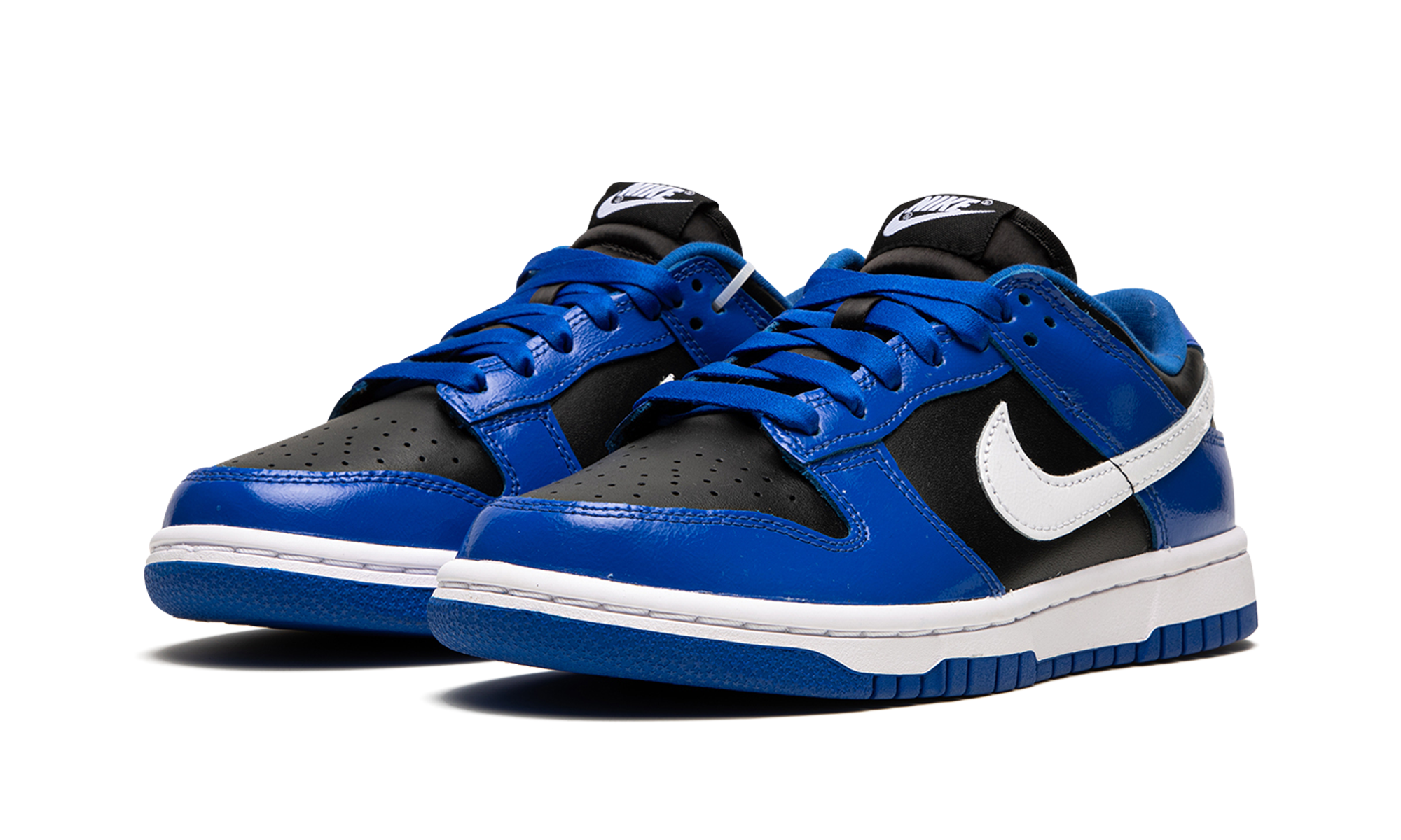 nike dunk low essential game royal black white women s+DQ7576-400+diagnol left view