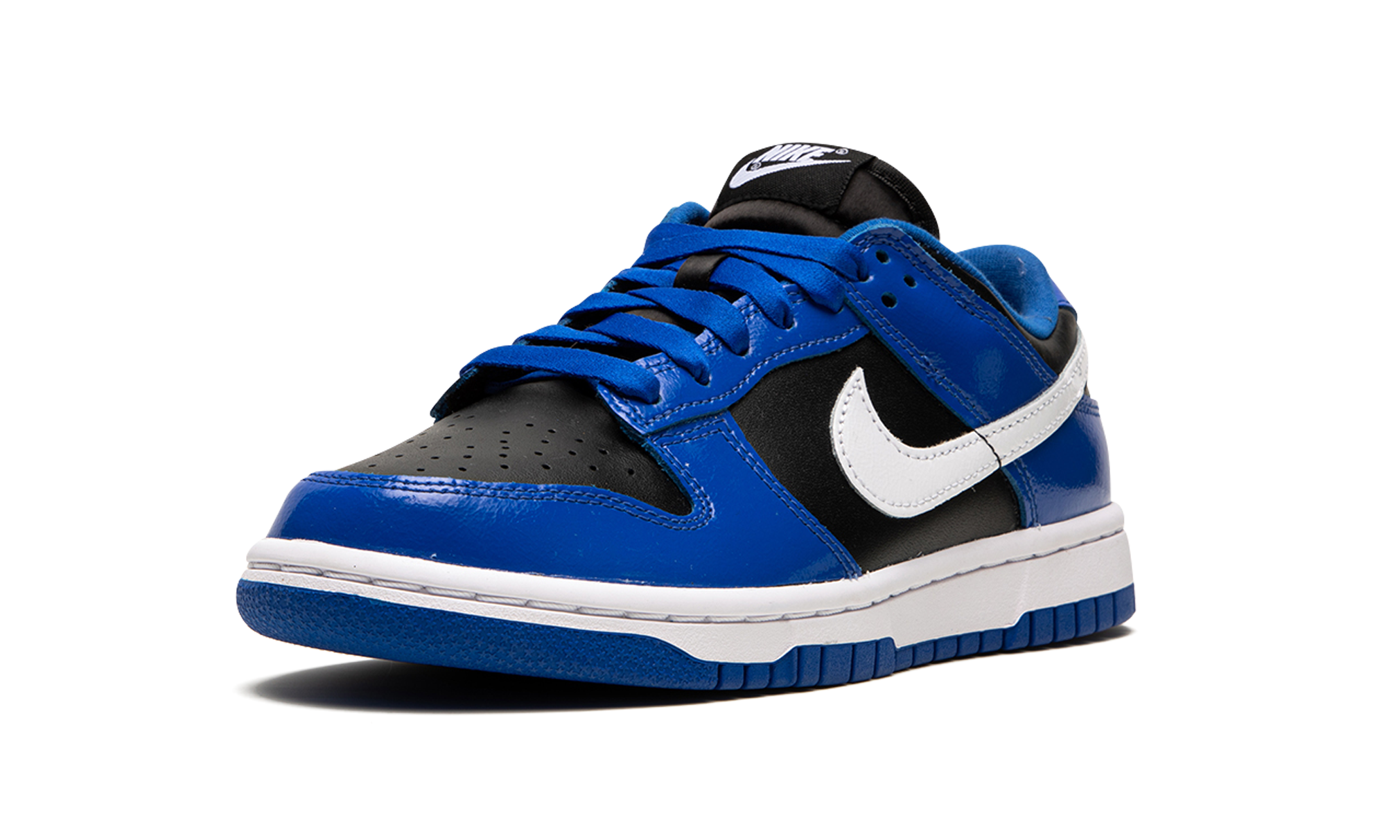 nike dunk low essential game royal black white women s+DQ7576-400+left diagnol single view