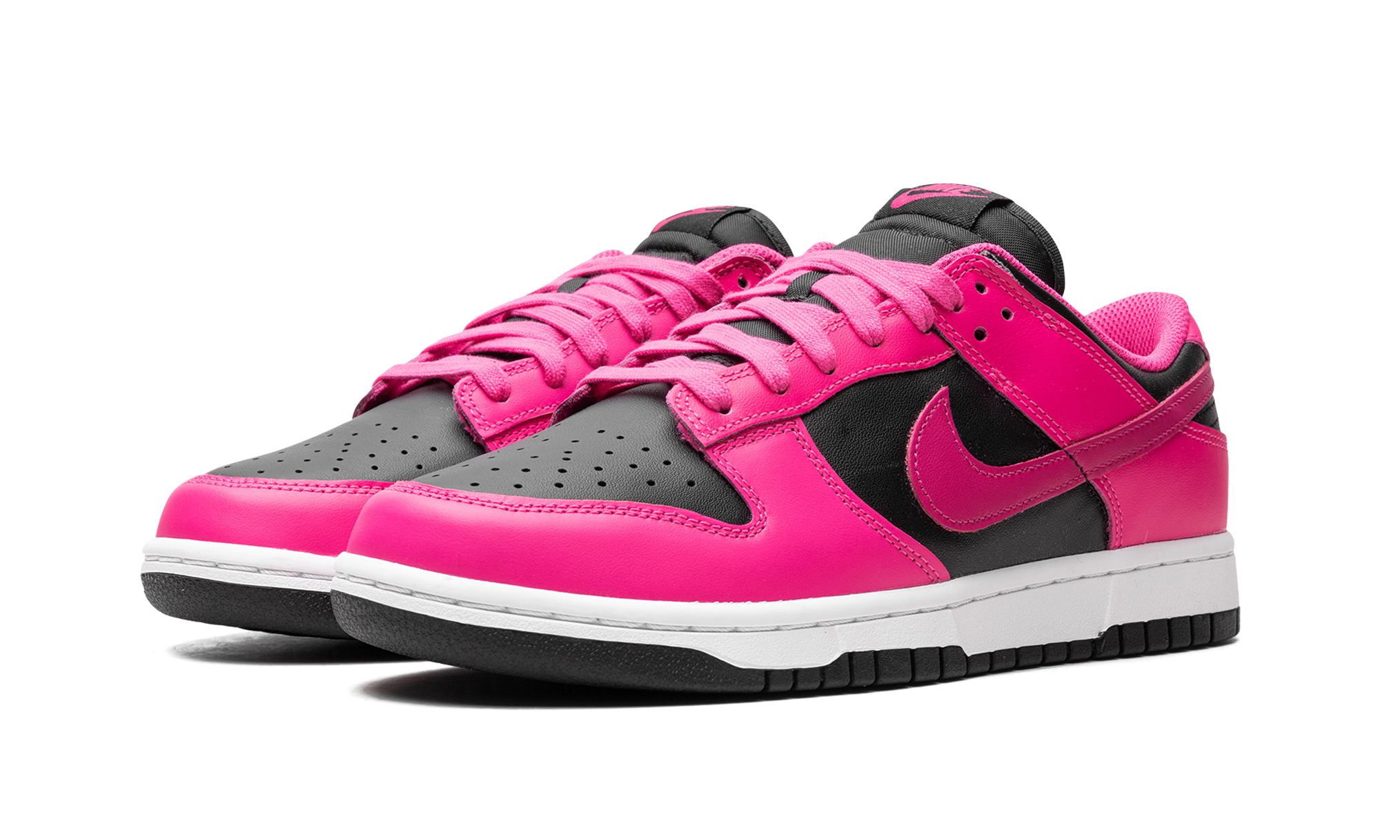 nike dunk low fierce pink black women s+DD1503-604+diagnol left view