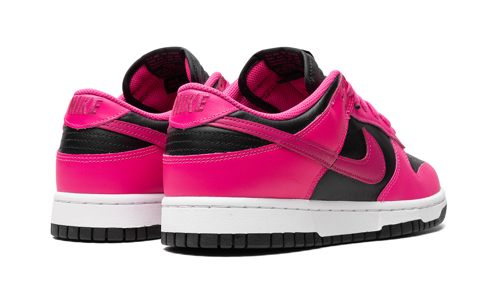 nike dunk low fierce pink black women s+DD1503-604+diagnol right behind view