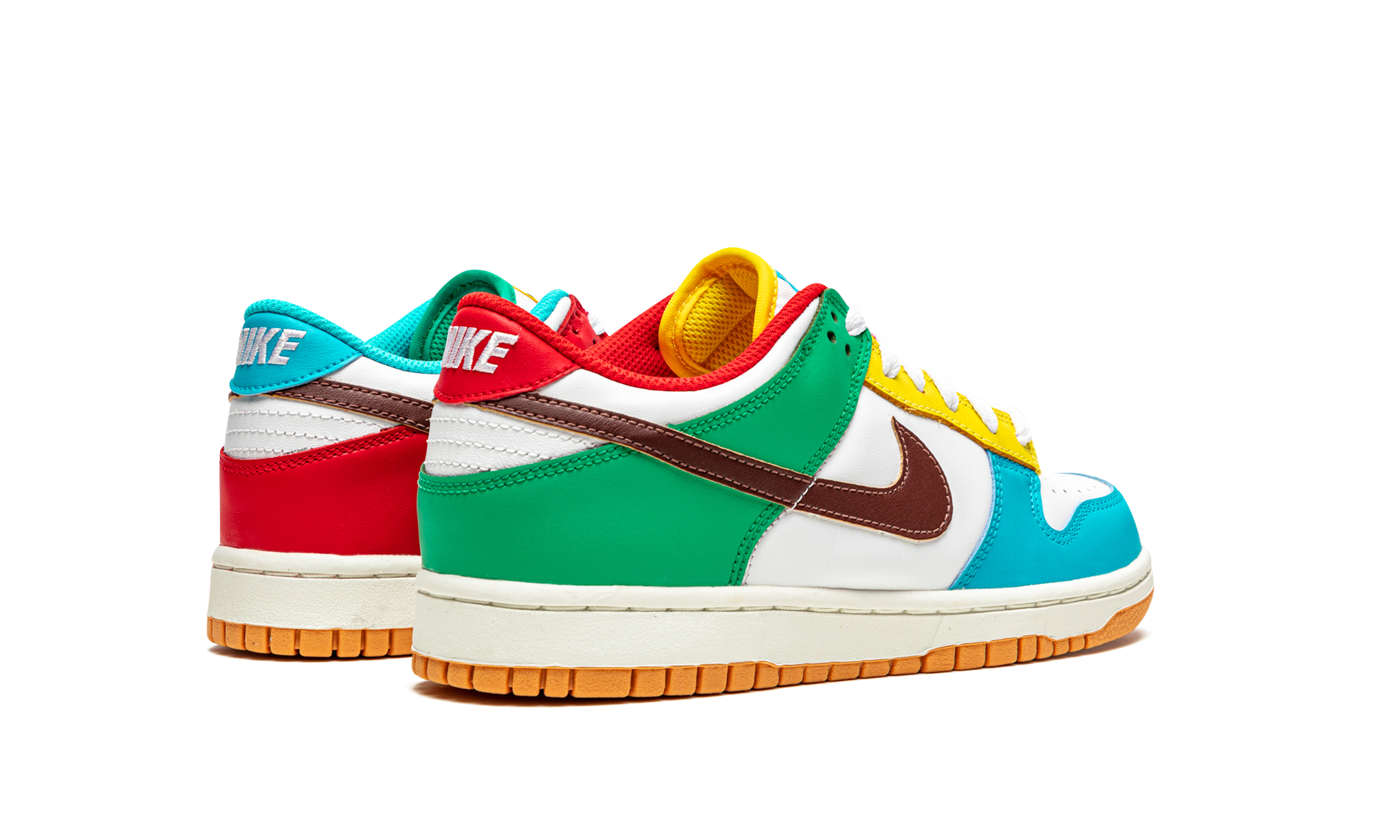 nike dunk low free 99 white gs+CZ2496-100+diagnol right behind view
