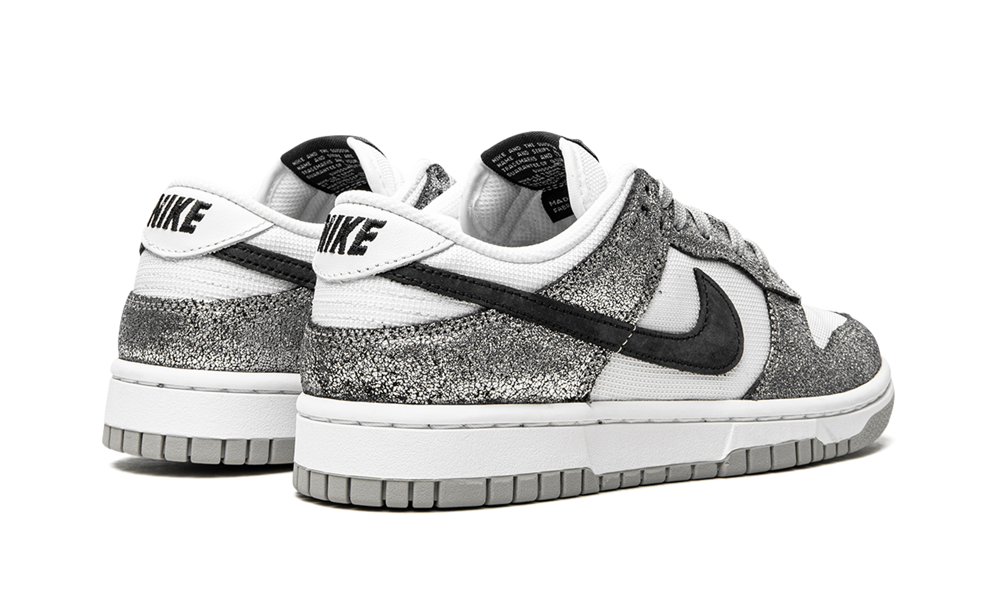 nike dunk low golden gals metallic silver women s+DO5882-001+diagnol right behind view