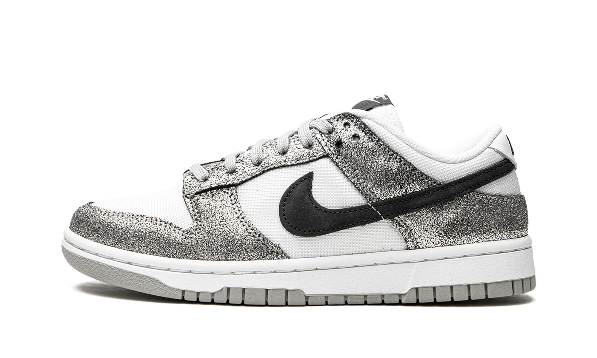 nike dunk low golden gals metallic silver women s+DO5882-001+diagnol right view 1