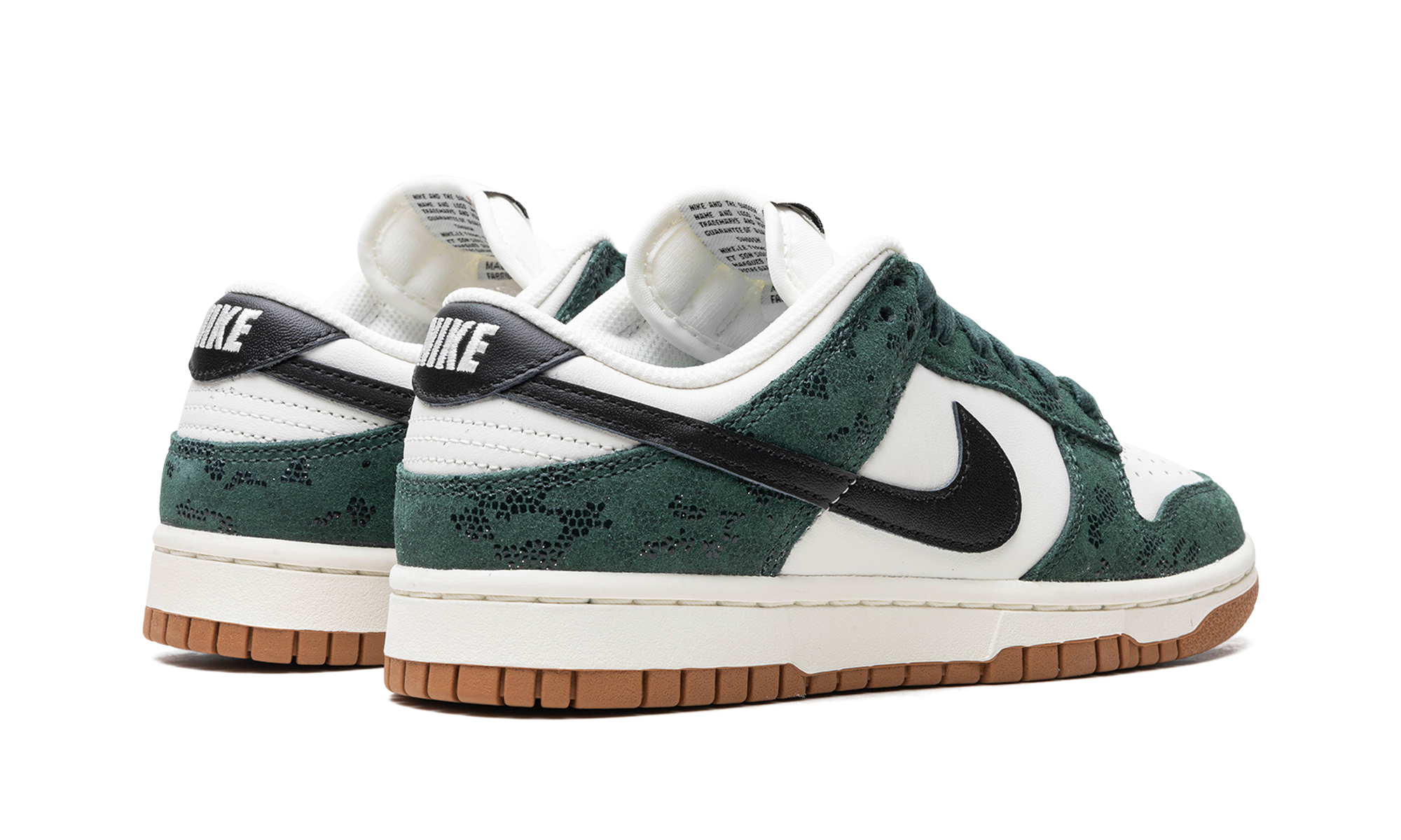 nike dunk low green snake women s+FQ8893-397+diagnol right behind view