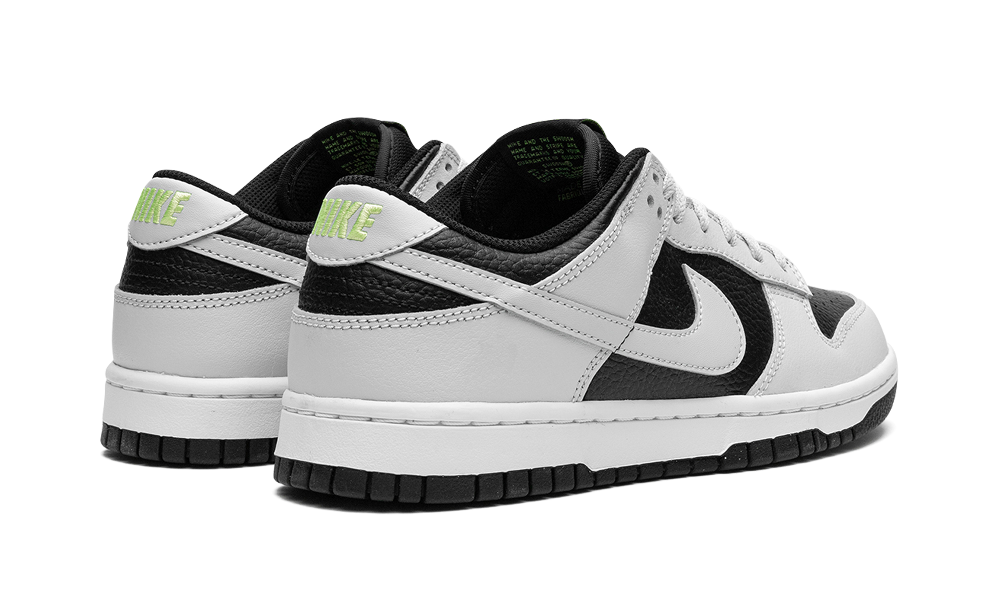 nike dunk low grey panda volt+FD9756-001+diagnol right behind view