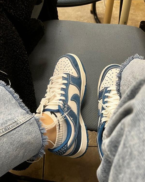 Nike Dunk Low Industrial Blue Sashiko, Lifestyle View 4, SKU DV0834-101
