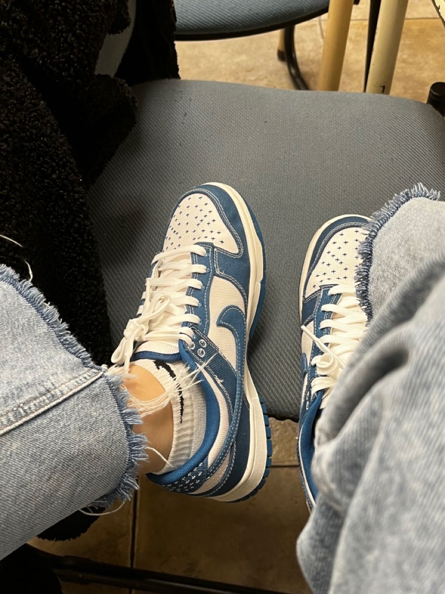 Nike Dunk Low Industrial Blue Sashiko, Lifestyle View 4, SKU DV0834-101