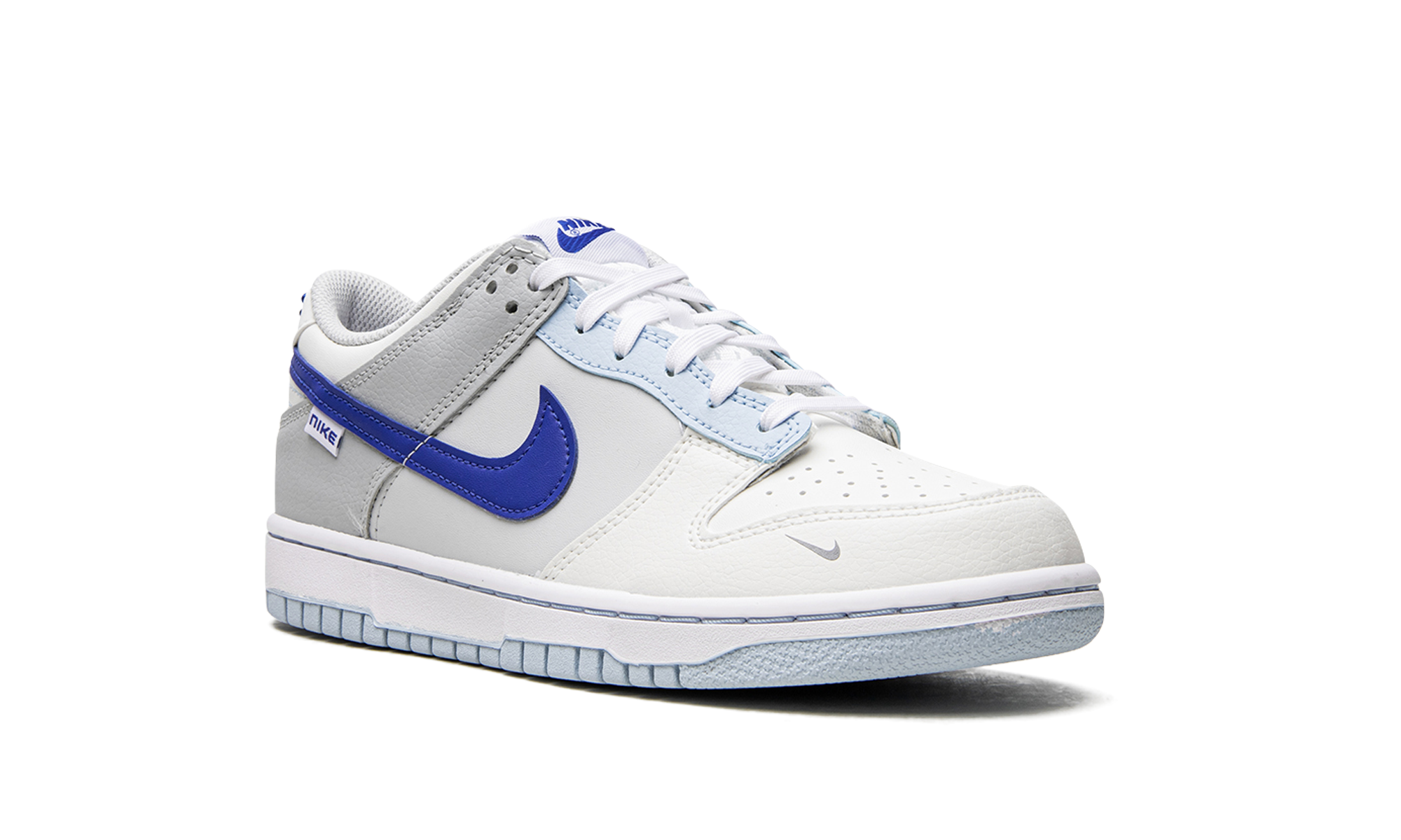 nike dunk low ivory hyper royal gs+FB1843-141+diagnol right view