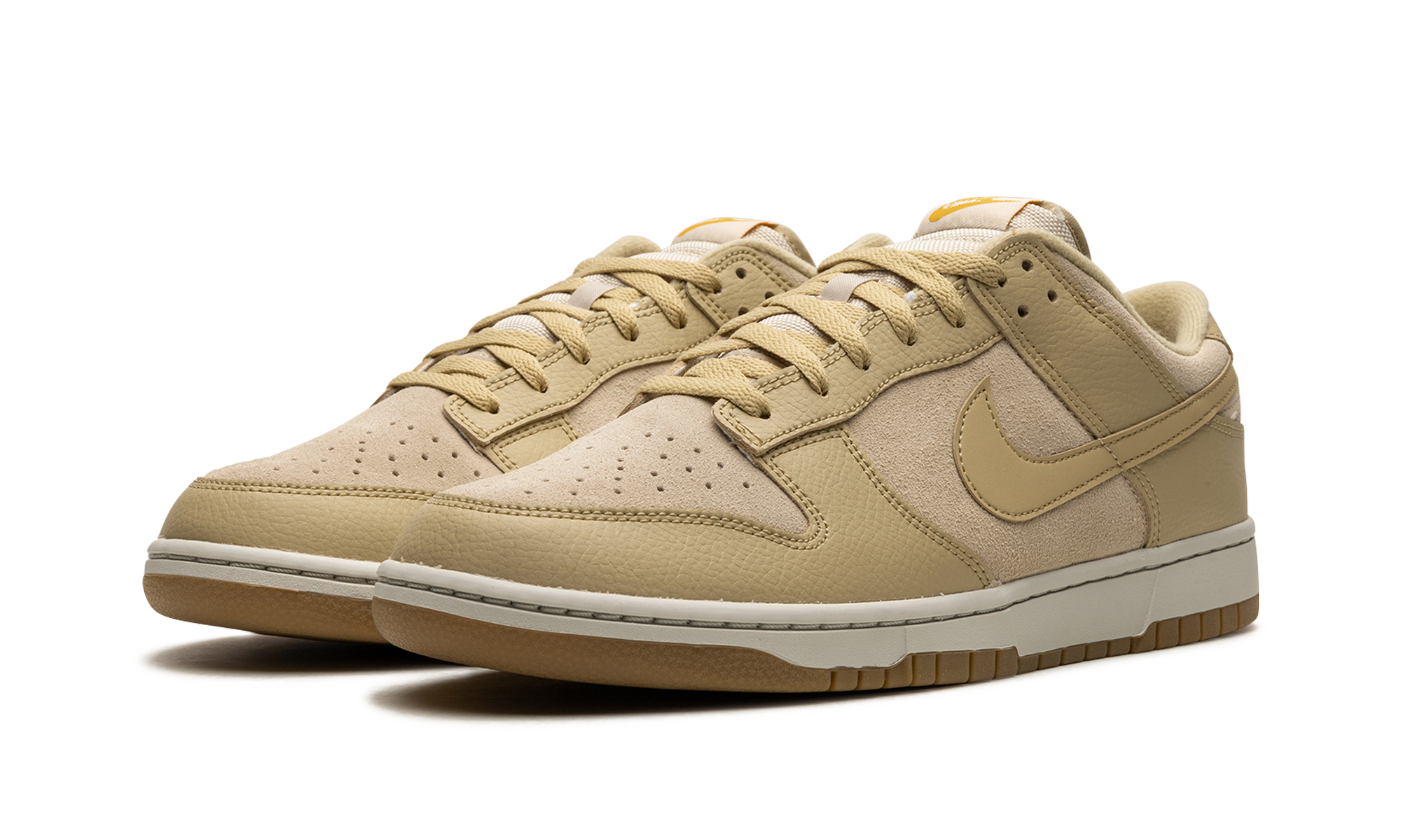 nike dunk low khaki suede gum+DZ4513-200+diagnol left view