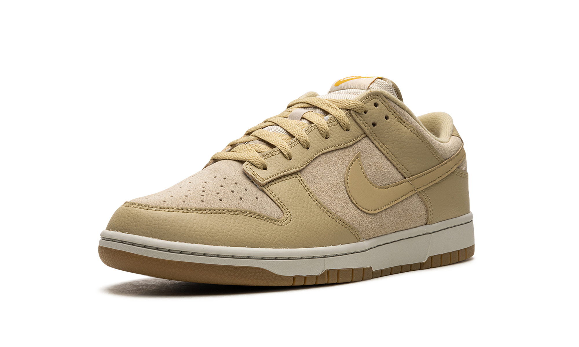 nike dunk low khaki suede gum+DZ4513-200+left diagnol single view