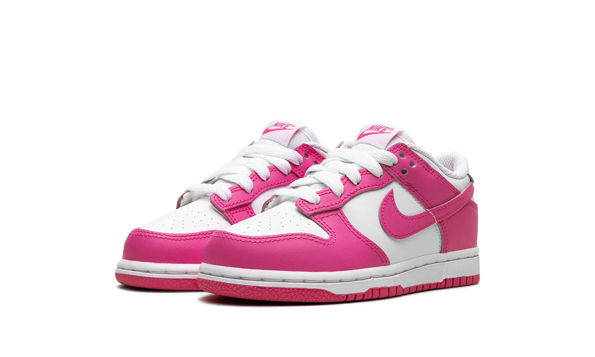 nike dunk low laser fuchsia ps+FB9108-102+diagnol left view