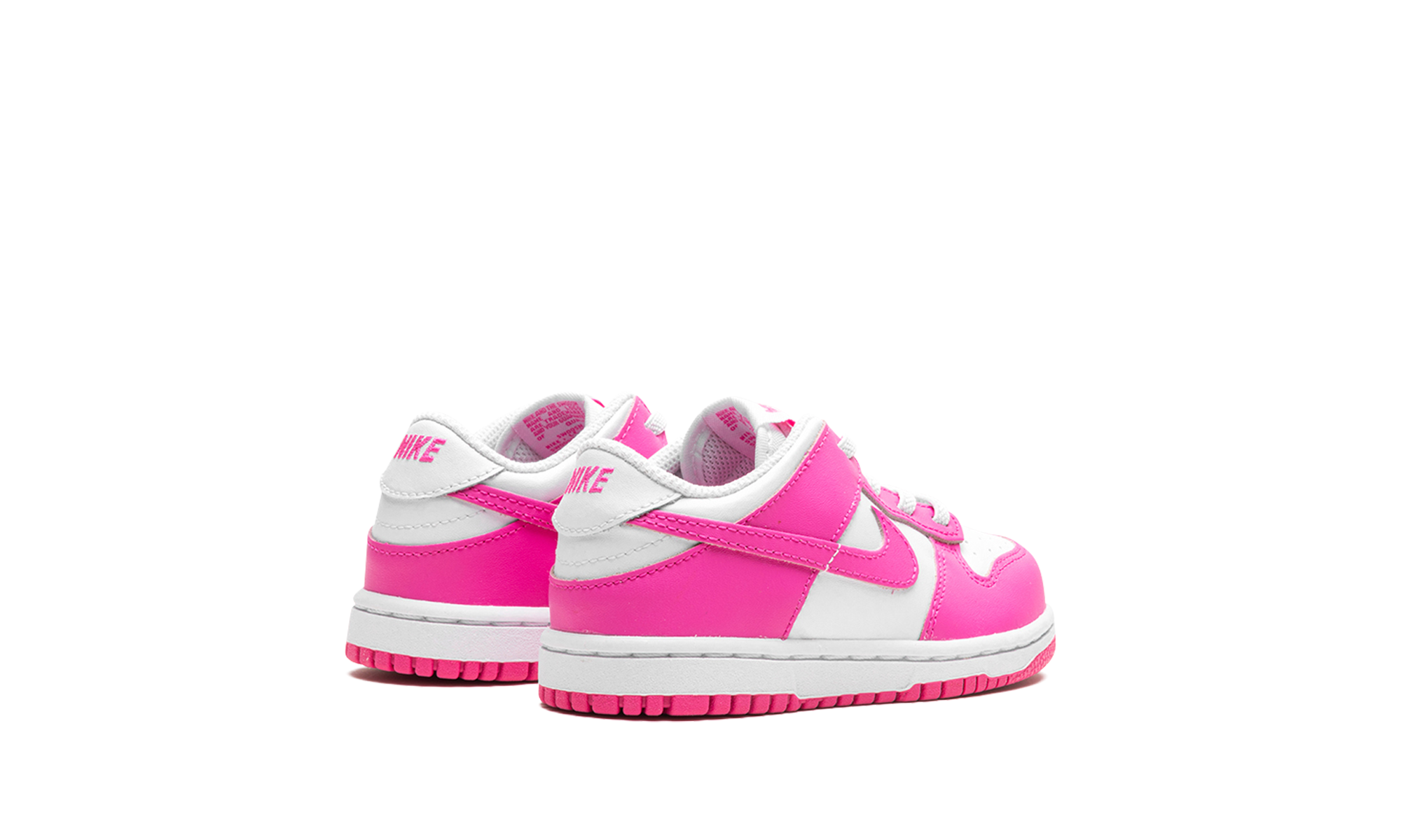 nike dunk low laser fuchsia td+FB9107-102+diagnol right behind view