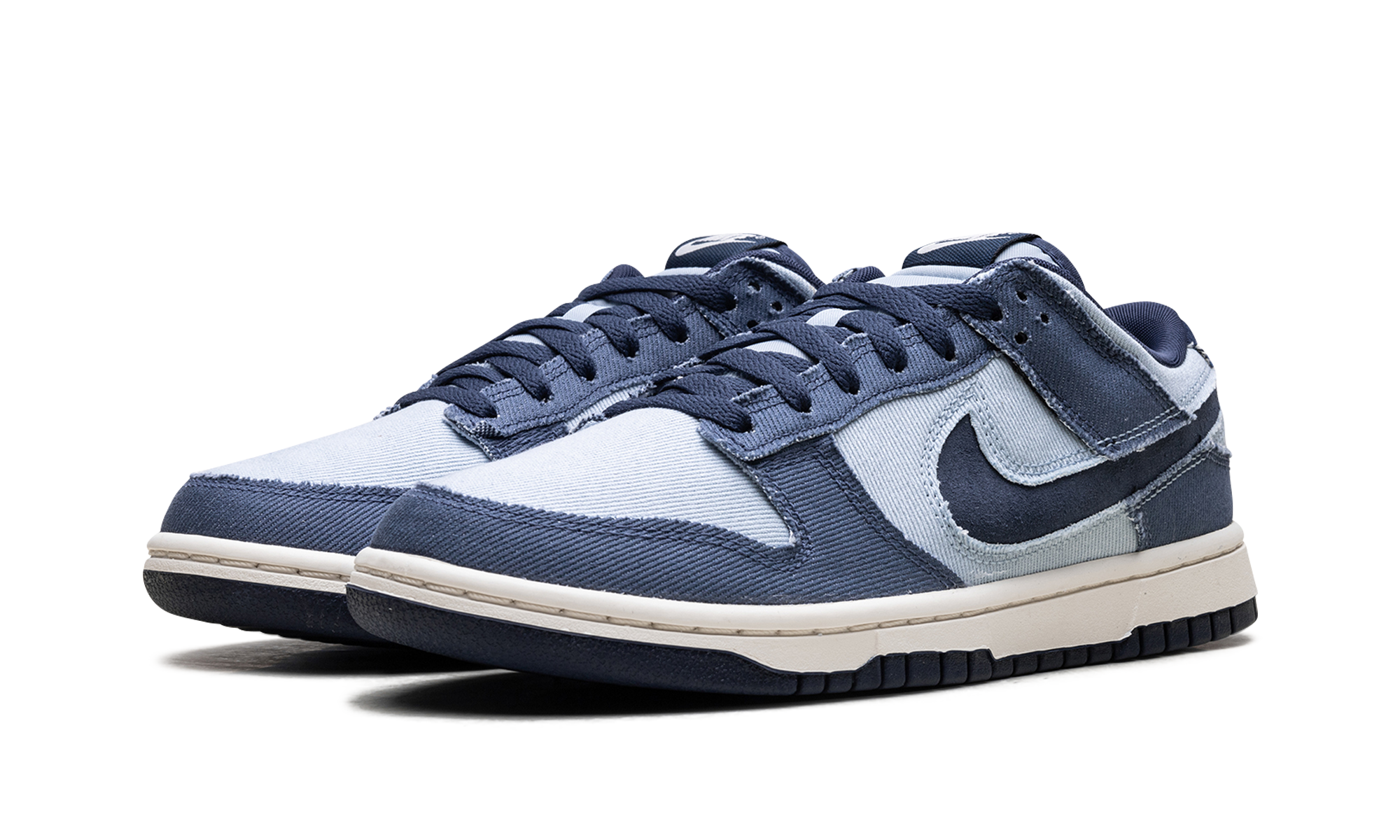 nike dunk low light armory blue denim+HF3141-400+diagnol left view