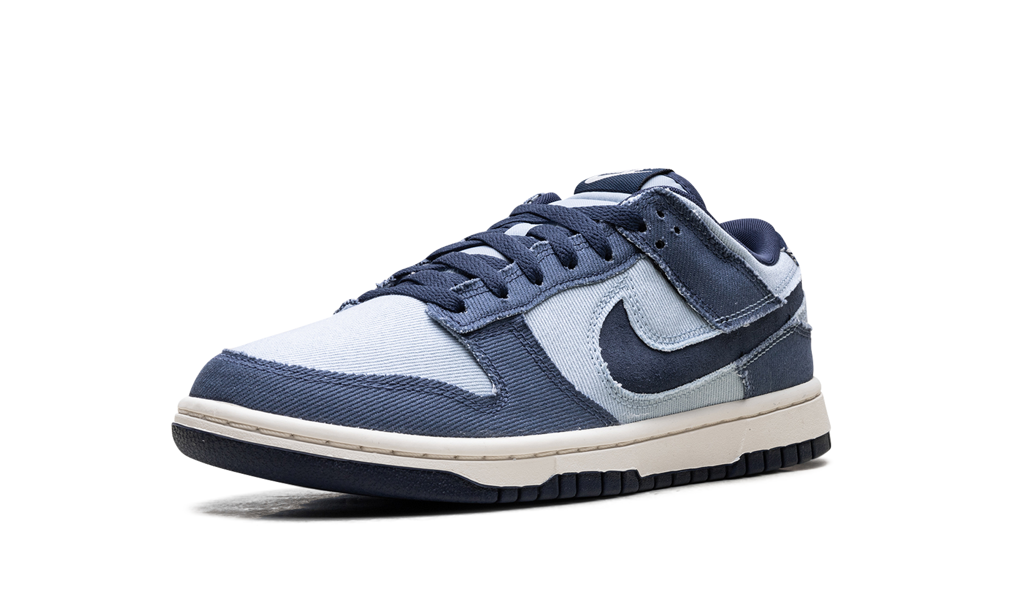 nike dunk low light armory blue denim+HF3141-400+left diagnol single view