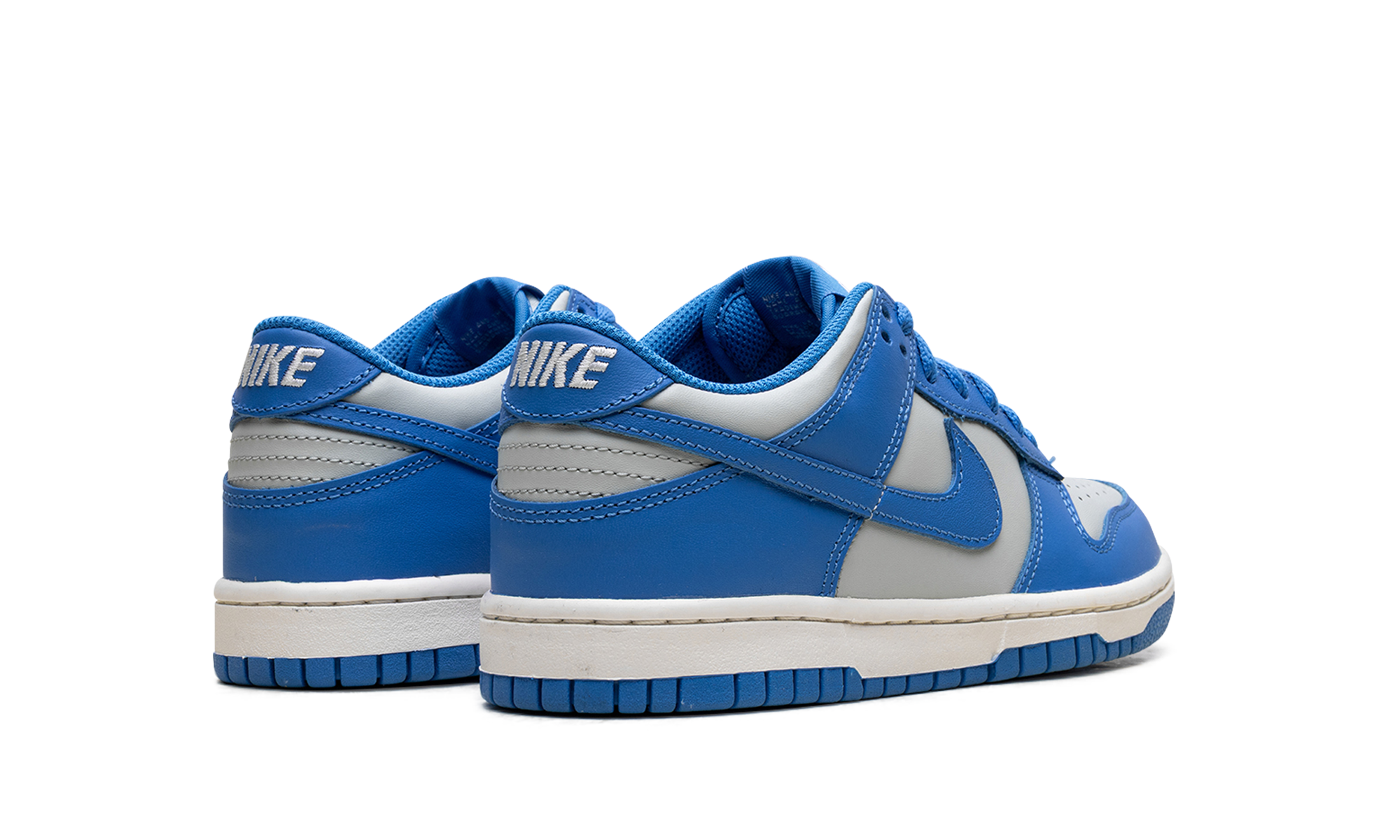 nike dunk low light silver sail light photo blue gs+FB9109-004+diagnol right behind view