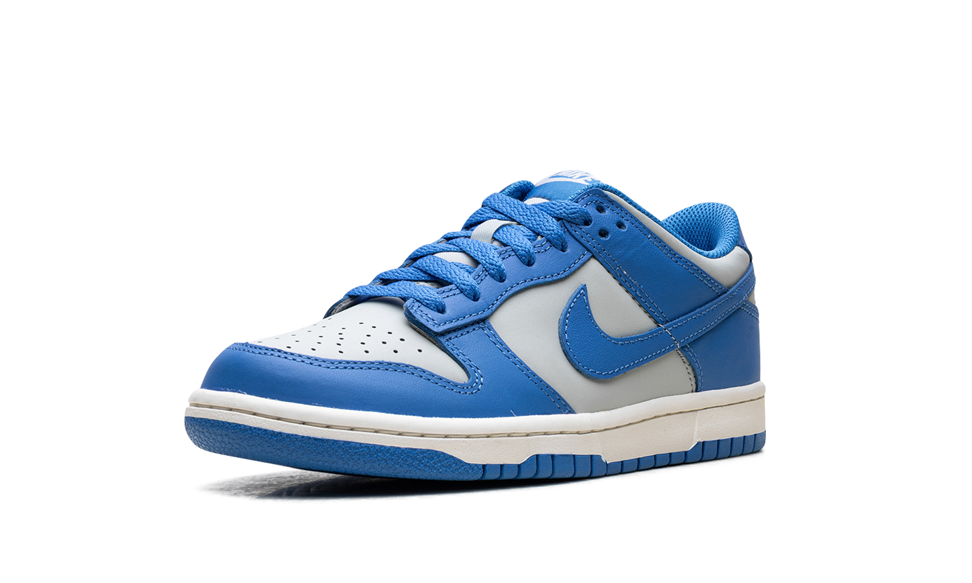 nike dunk low light silver sail light photo blue gs+FB9109-004+left diagnol single view