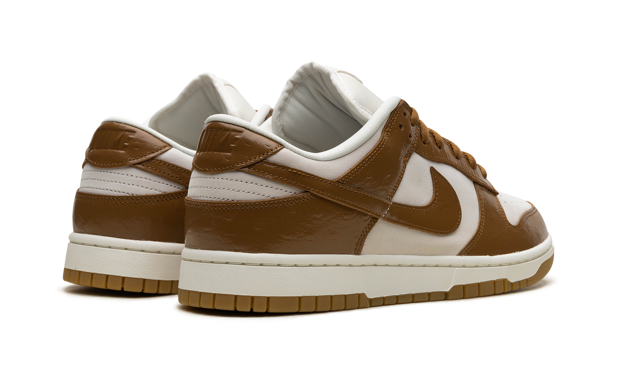 nike dunk low lx ale brown ostrich women s+FJ2260-001+diagnol right behind view