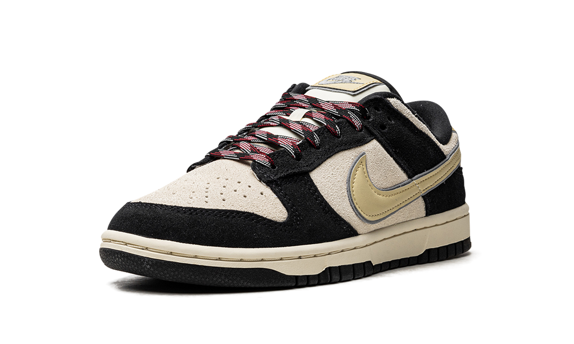 nike dunk low lx black suede team gold women s+DV3054-001+left diagnol single view